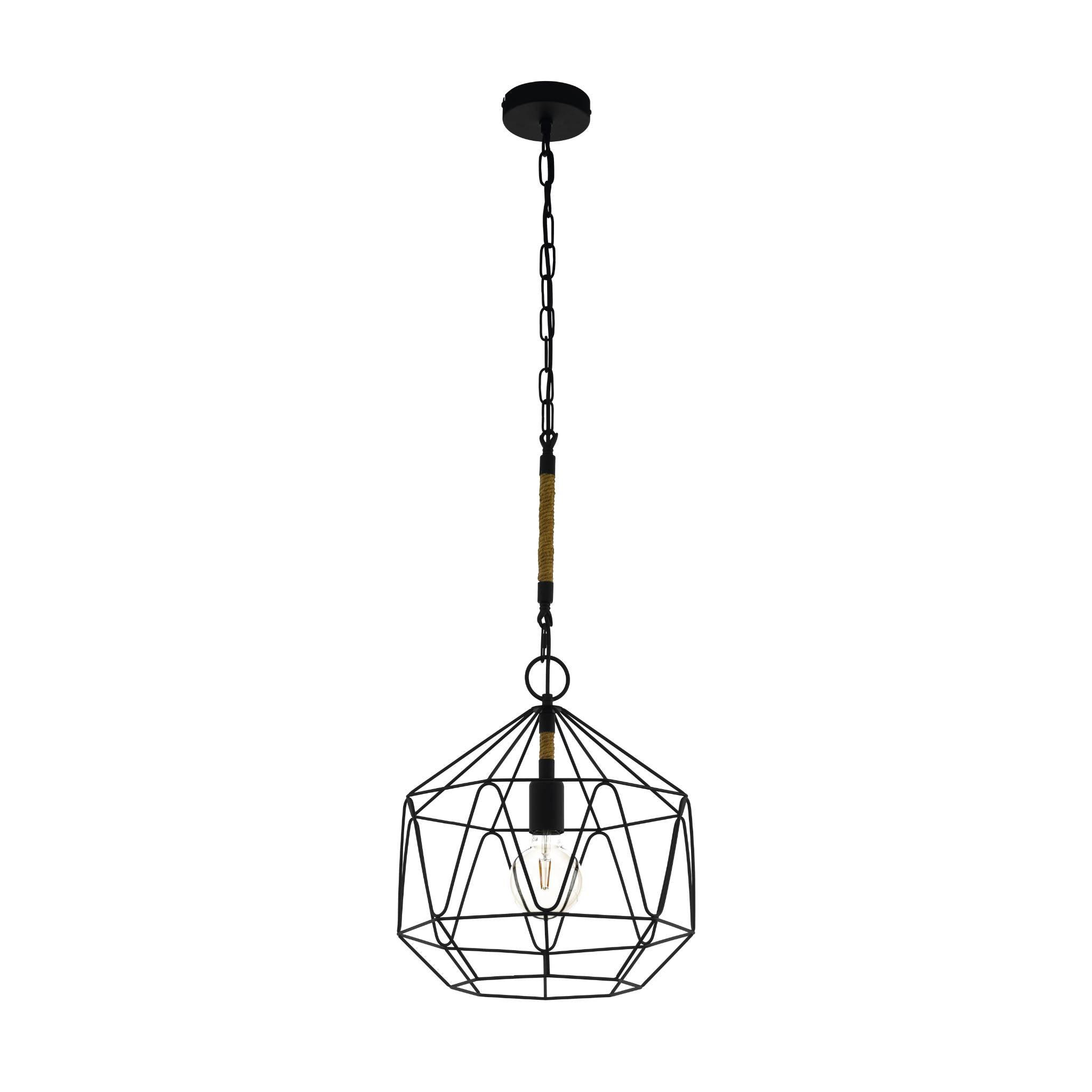 eglo cottingham black wire lampshade ceiling pendant living room image