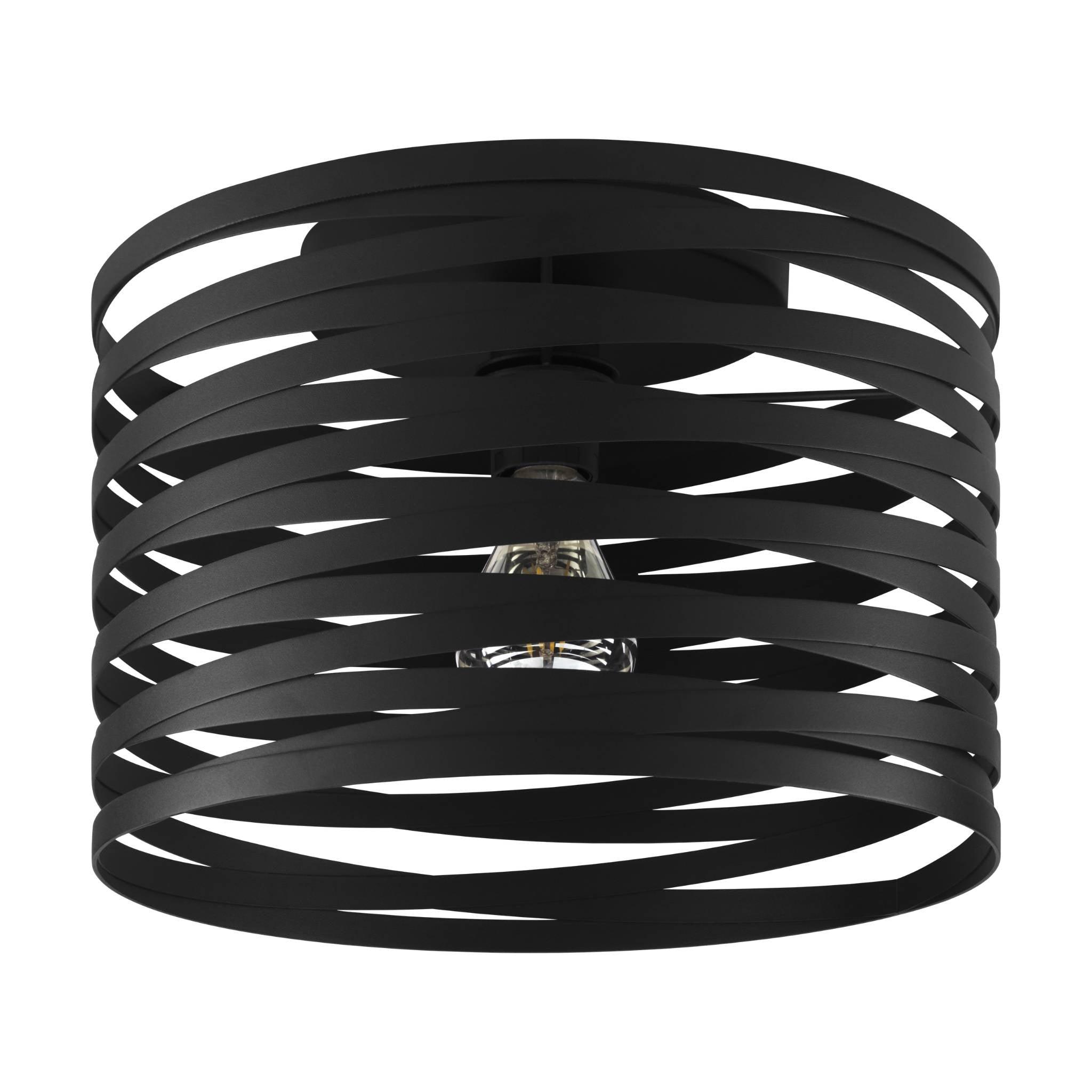 eglo cremella round black metal flush ceiling lampshade living room image