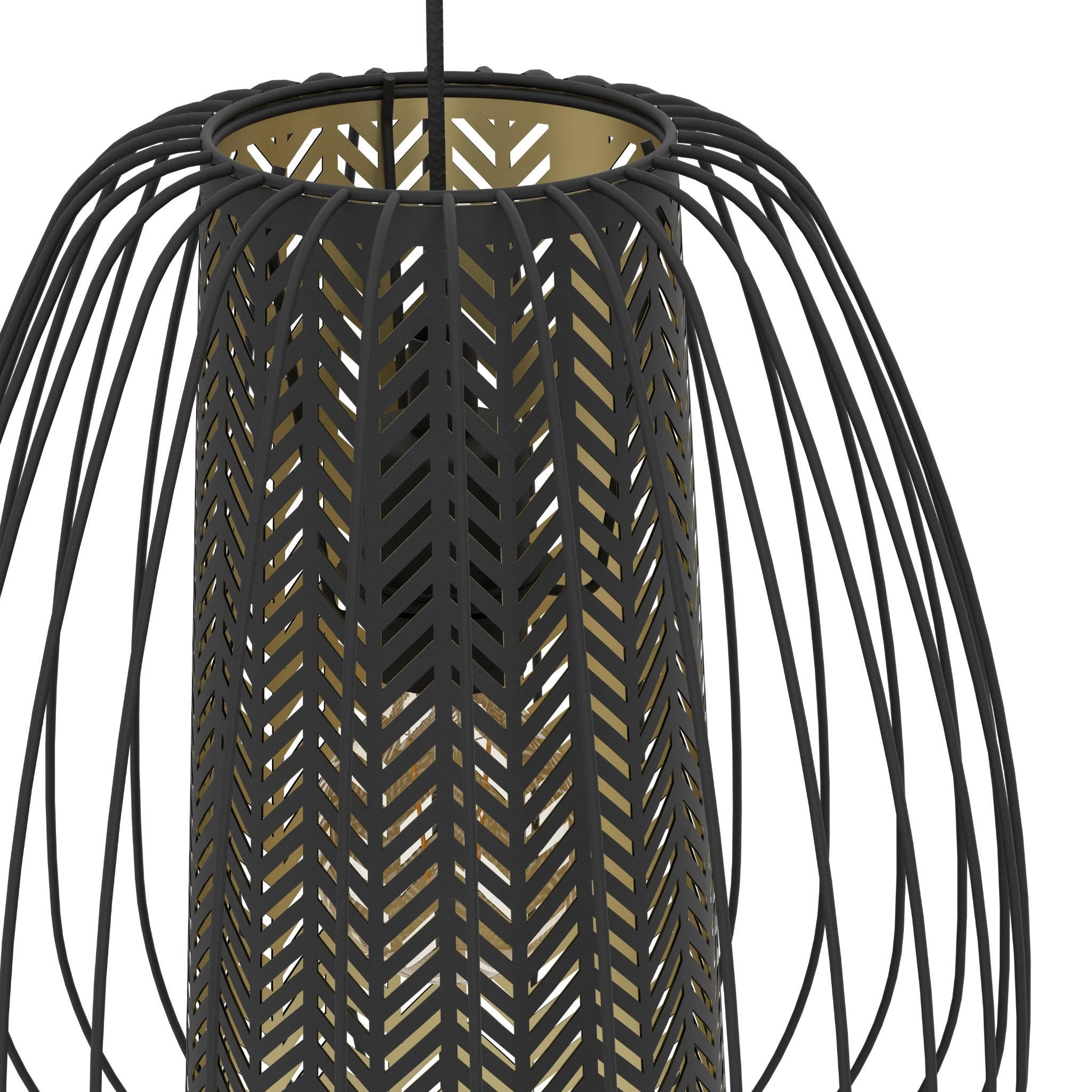 eglo curasao 3 light black wire fabric ceiling pendant kitchen lighting 