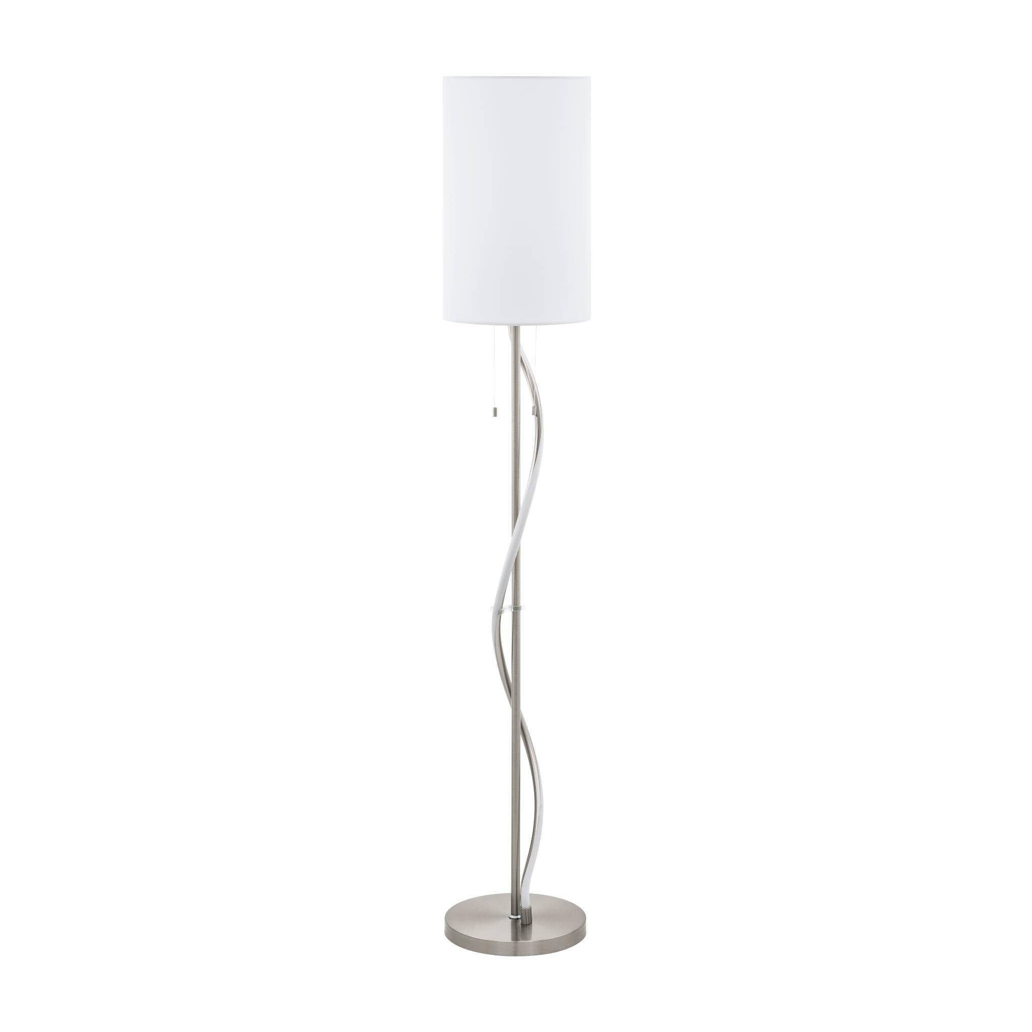 eglo espartal led nickel floor lamp white fabric shade living room image