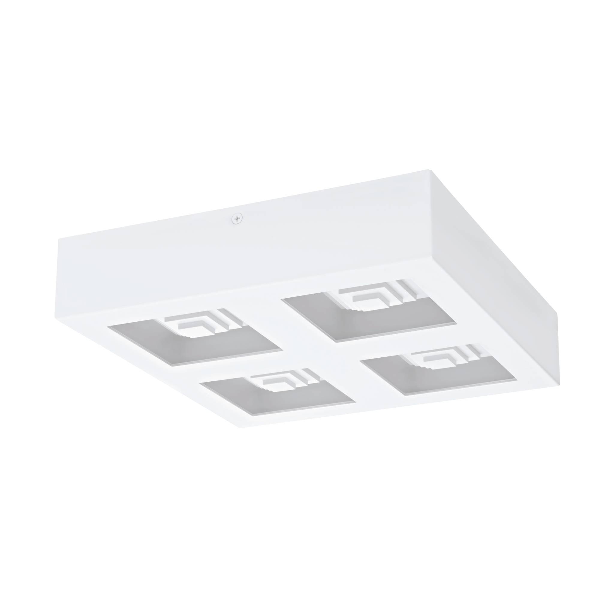 eglo ferreros square white led flush 27cm living room close up
