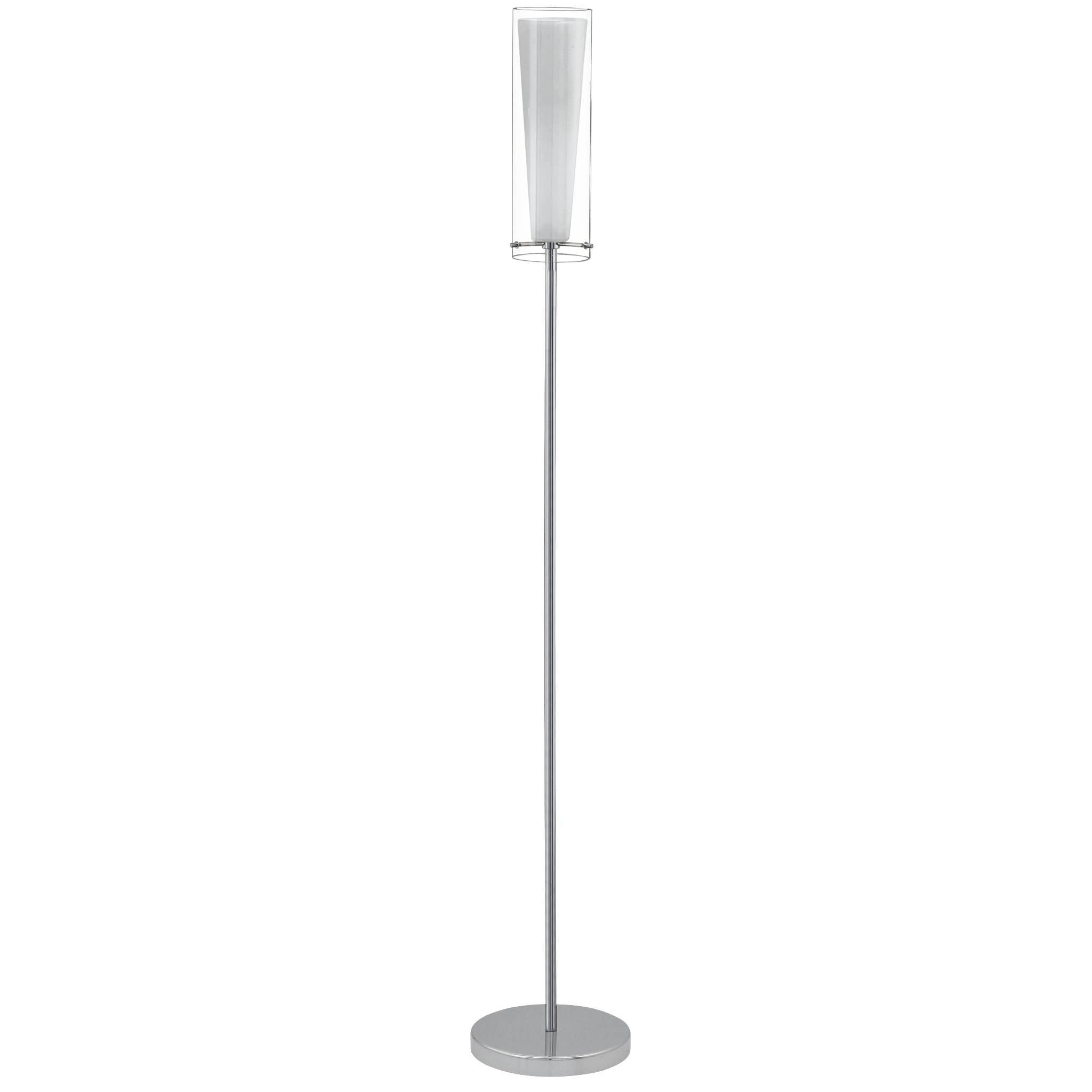 eglo pinto chrome floor lamp with opal white glass shade living room close up