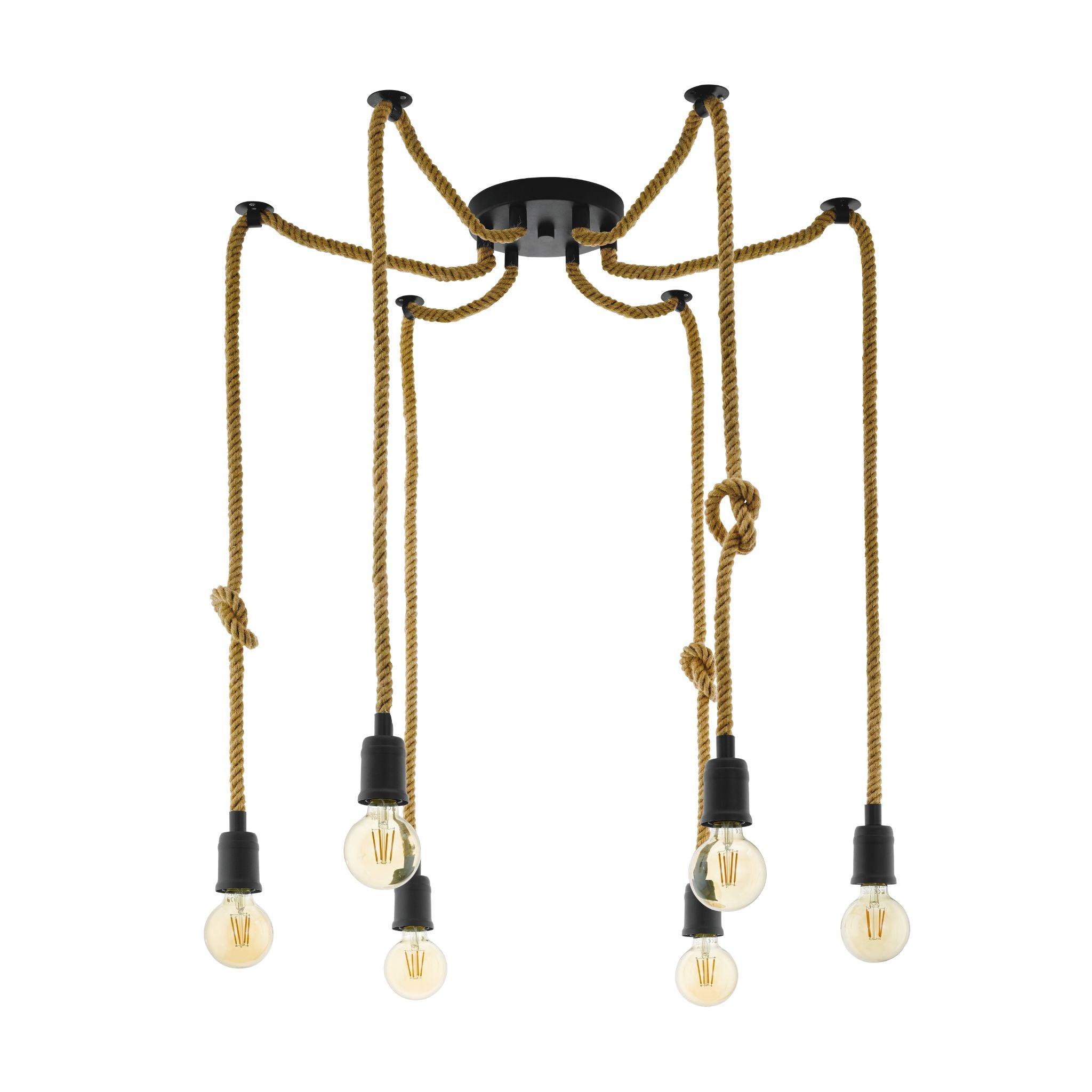 eglo rampside 6 light hemp rope ceiling pendant living room image