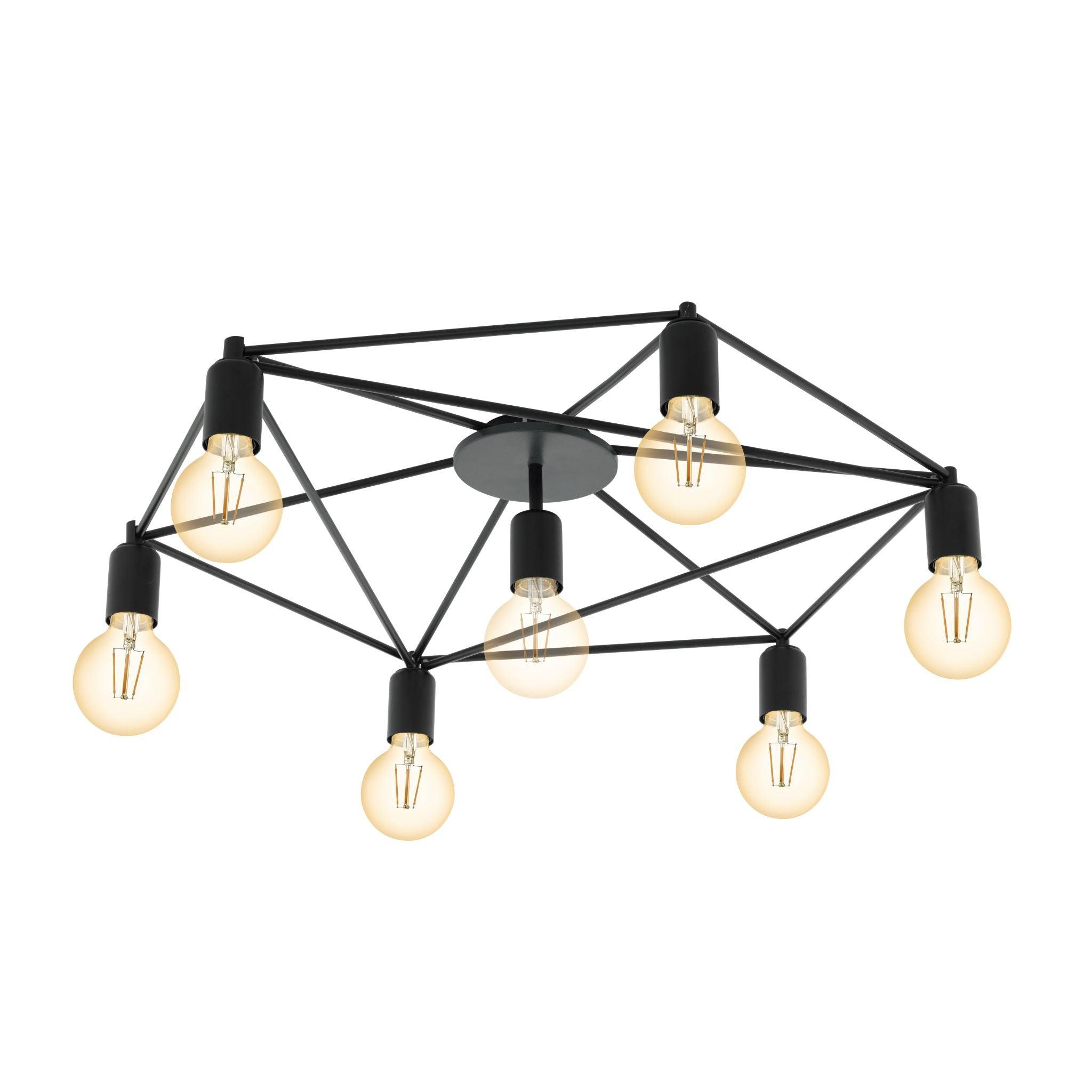 Eglo Staiti Black Wire 7 Light Ceiling Flush