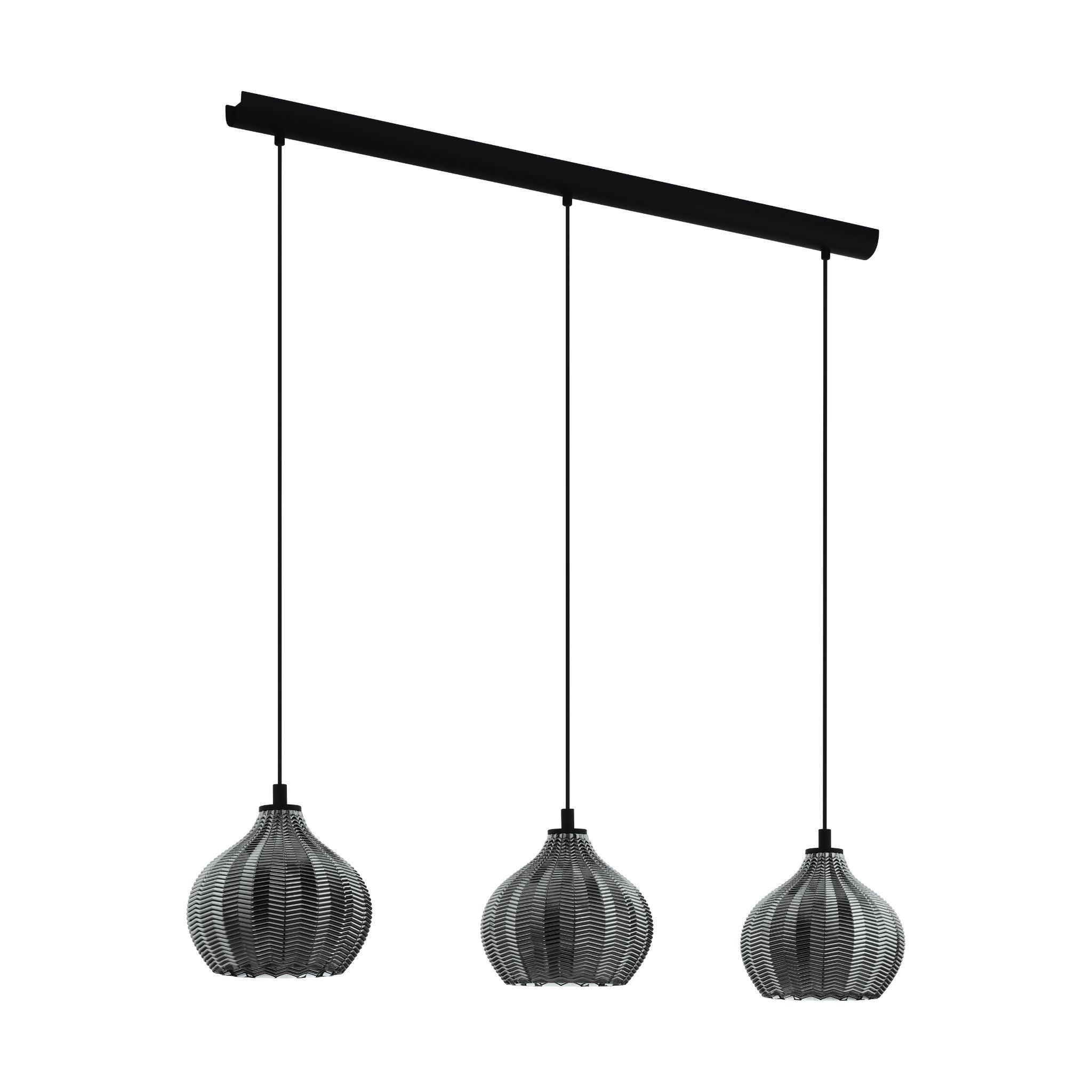 Eglo Tamallat 3 Light Silver & Glass Ceiling Pendant Light