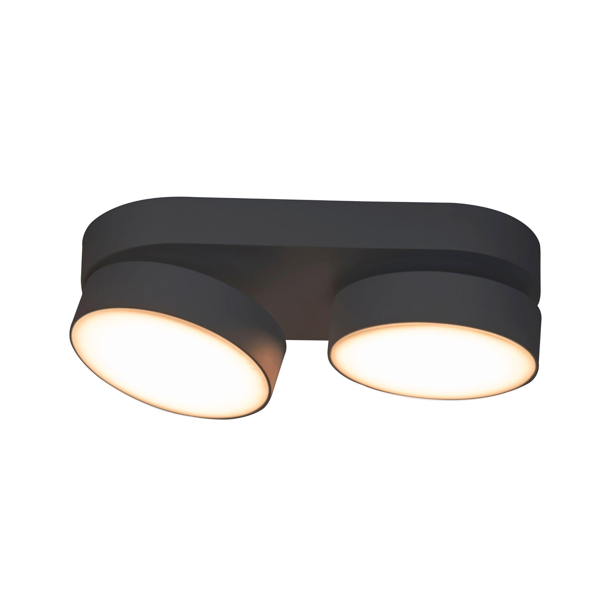 Lutec Stanos Flush LED Double Ceiling Light - Black-clearance