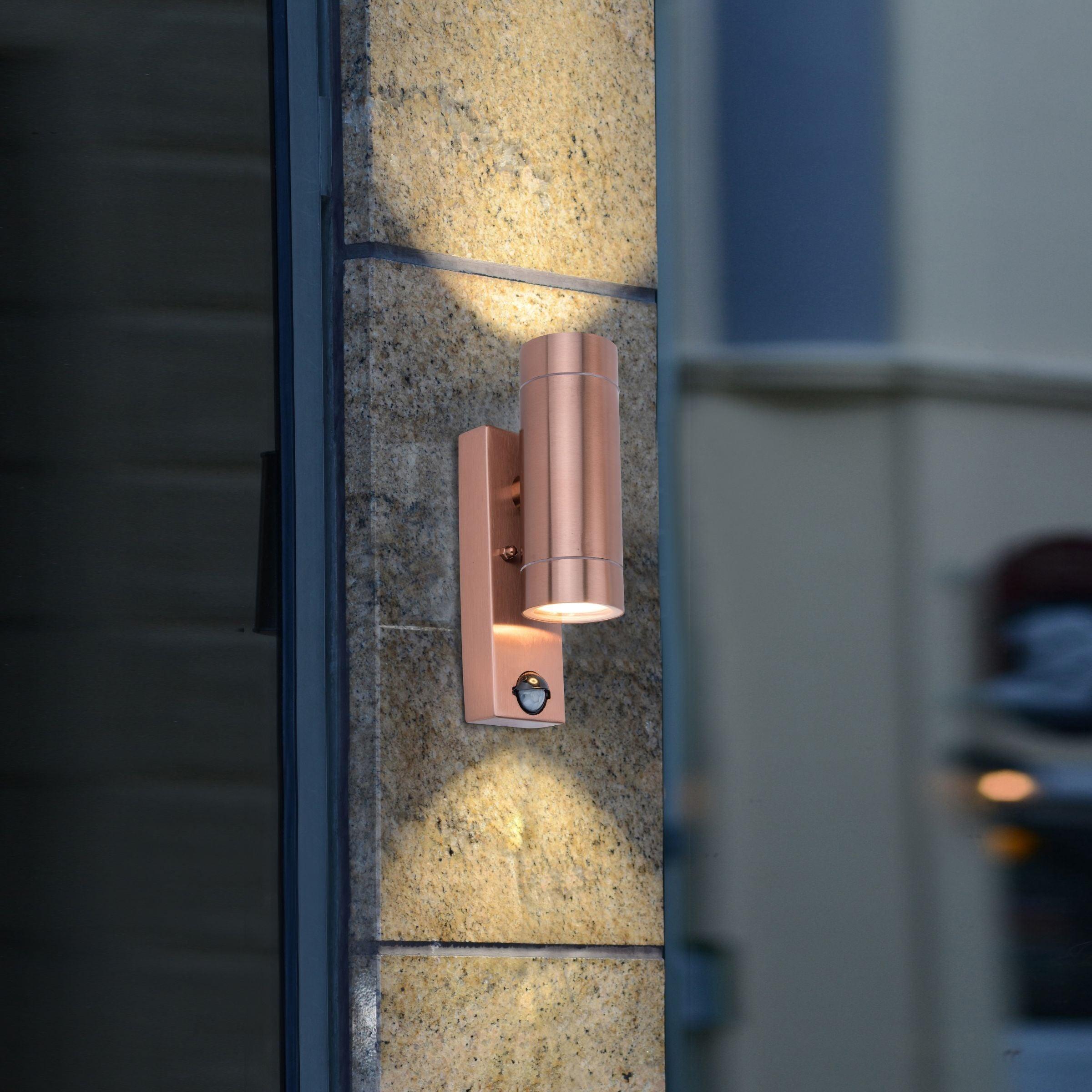 Lutec Rado Copper Up & Down Outside Wall Light - PIR Sensor-clearance