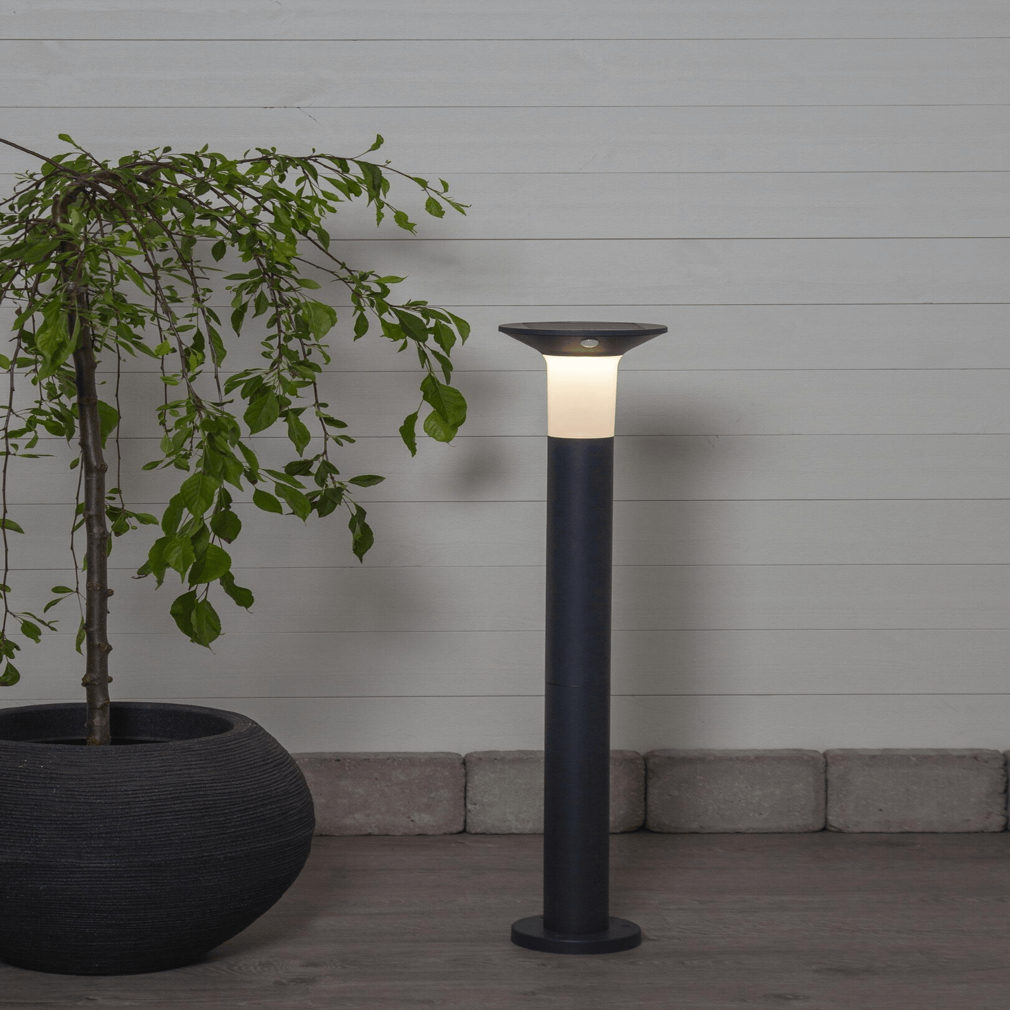 eglo corbezzola grey solar led ip44 bollard path light
