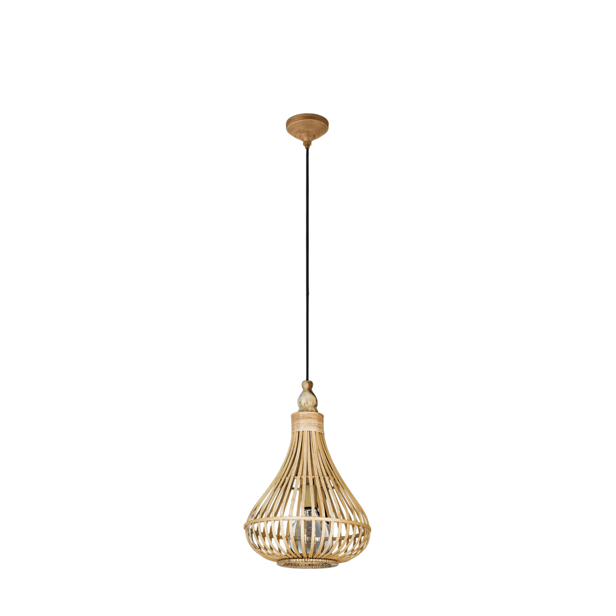 Eglo Amsfield Bamboo Wicker Teardrop Ceiling Pendant — close-up detail