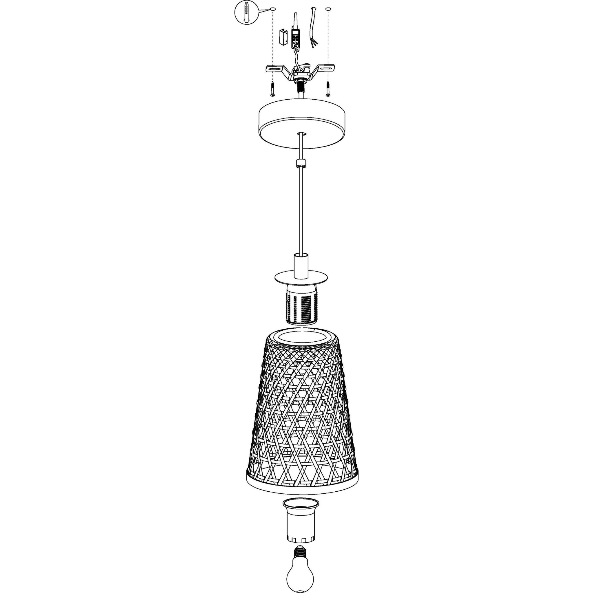 Eglo Claverdon Funnel-shaped Rattan Wicker Ceiling Pendant — product detail