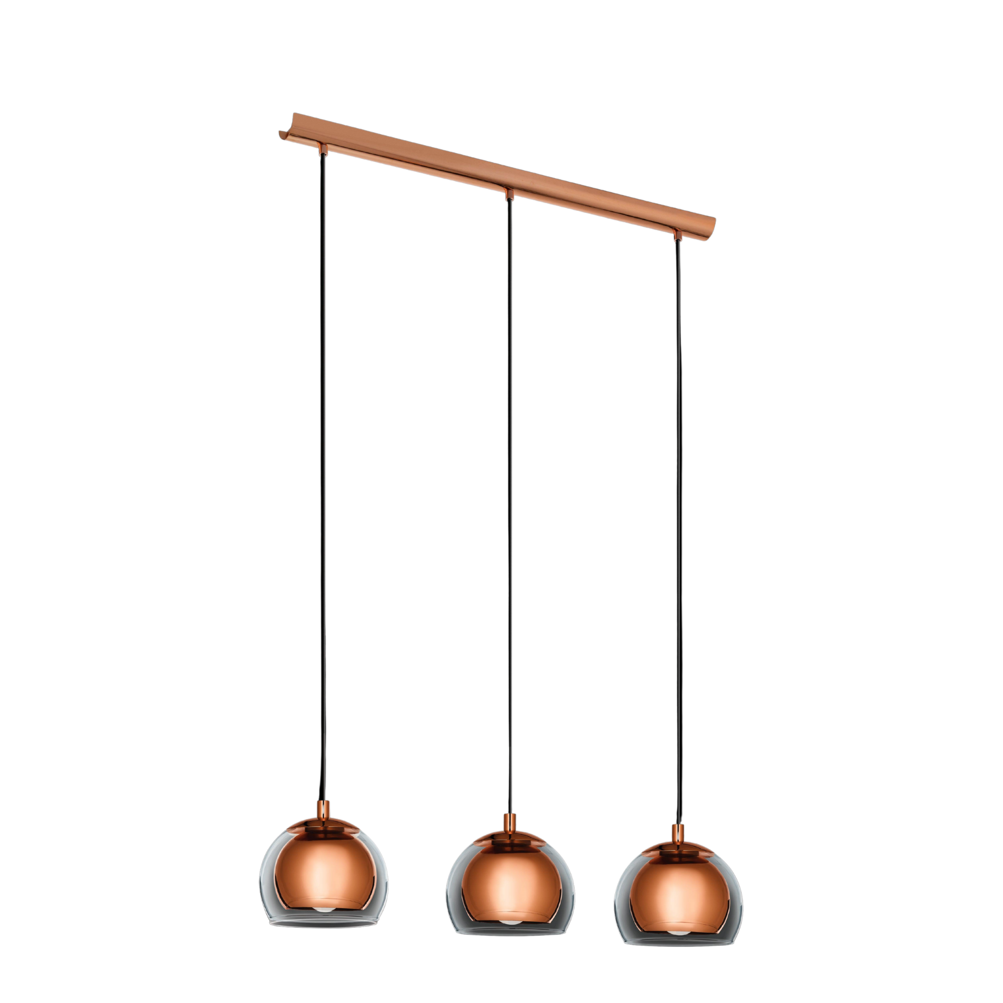 Eglo Rocamar 3 Light Clear Glass & Copper Ceiling Pendant