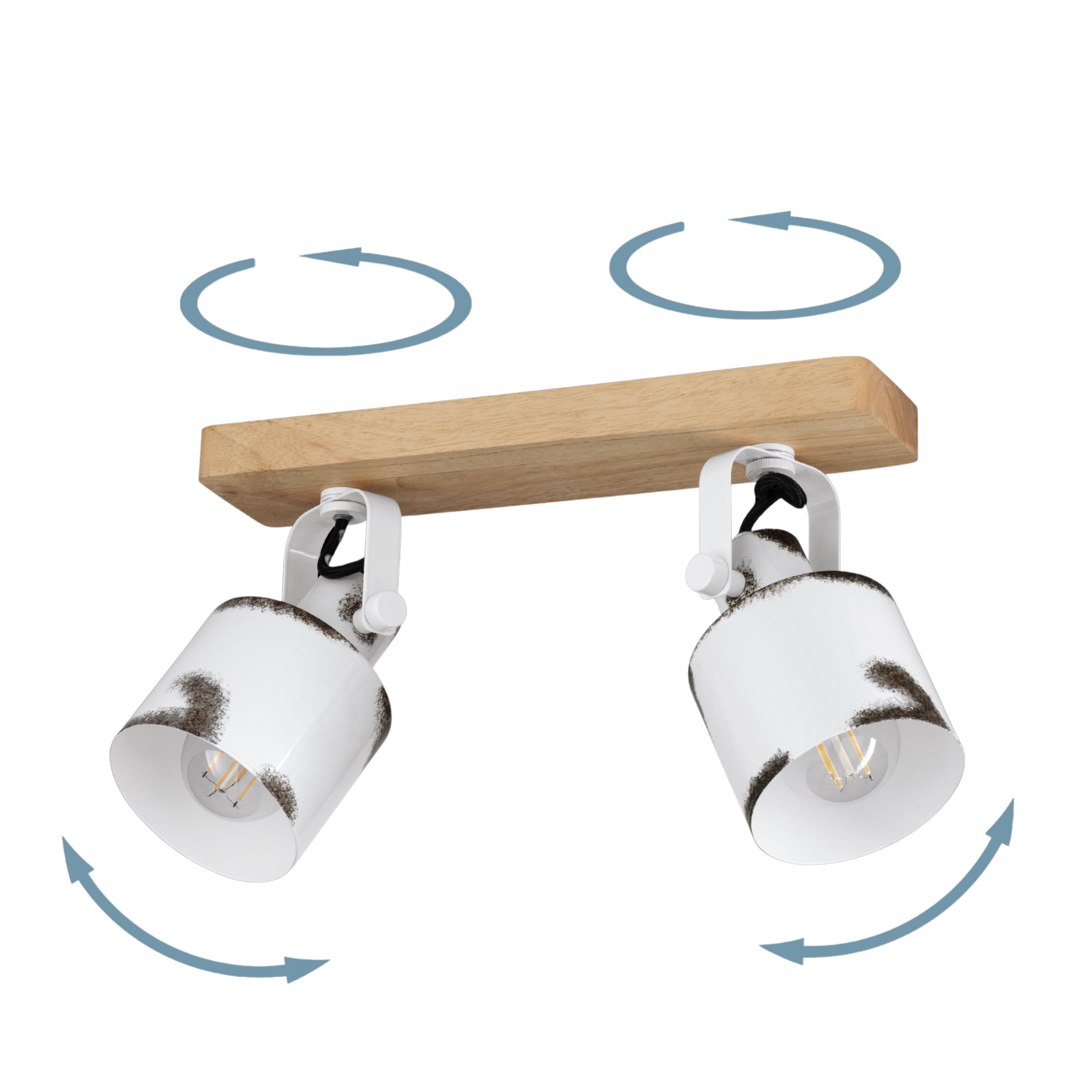 Kilburn Wood & White 2 Light Bar Kitchen Spotlight — rear view