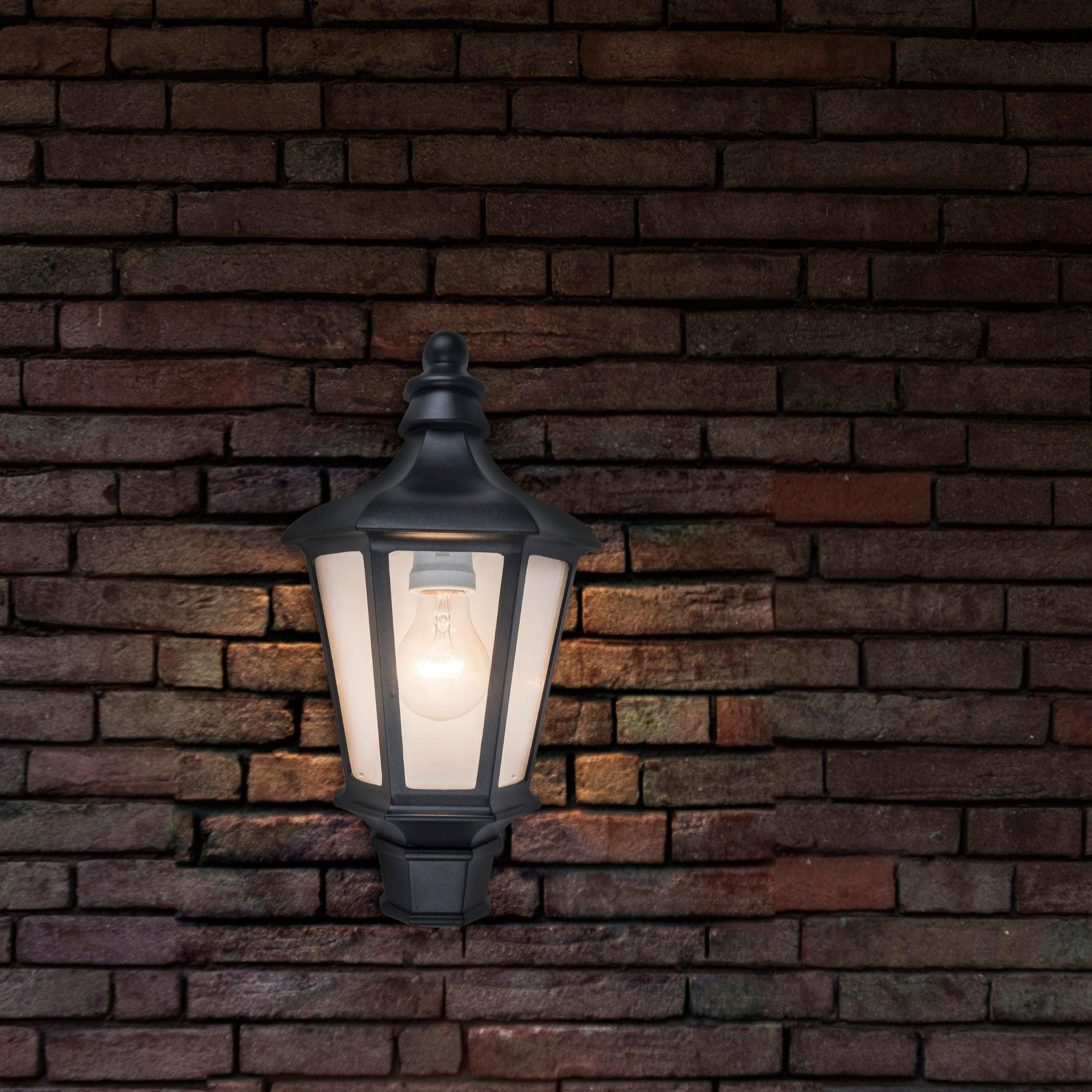 Lutec Cotswold Outdoor Half Lantern Wall Light - Black-OPEN-BOX-50-240426