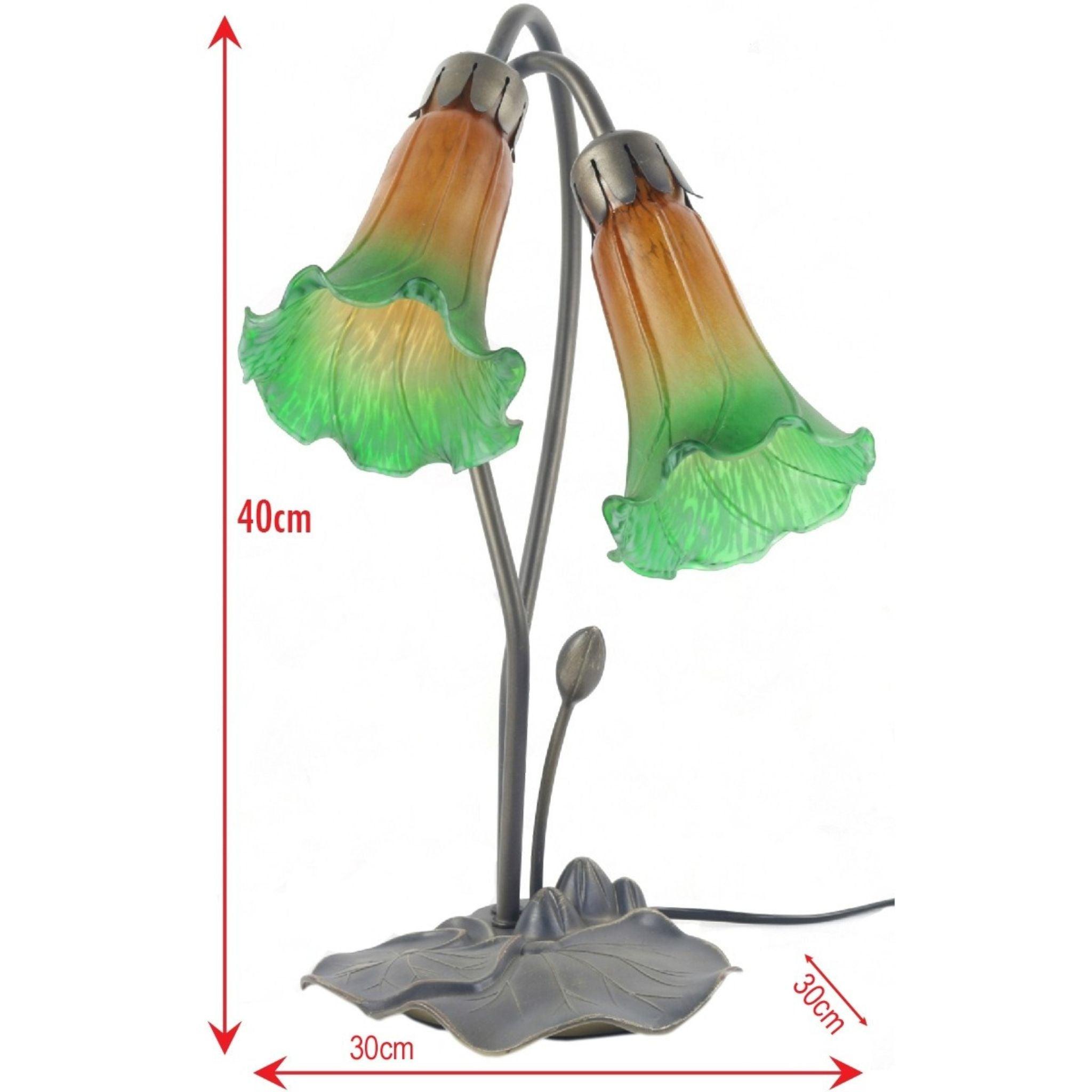Green Double Lily Glass Table Lamp-JJV-Living-Room-Tiffany Lighting Direct-[image-position]