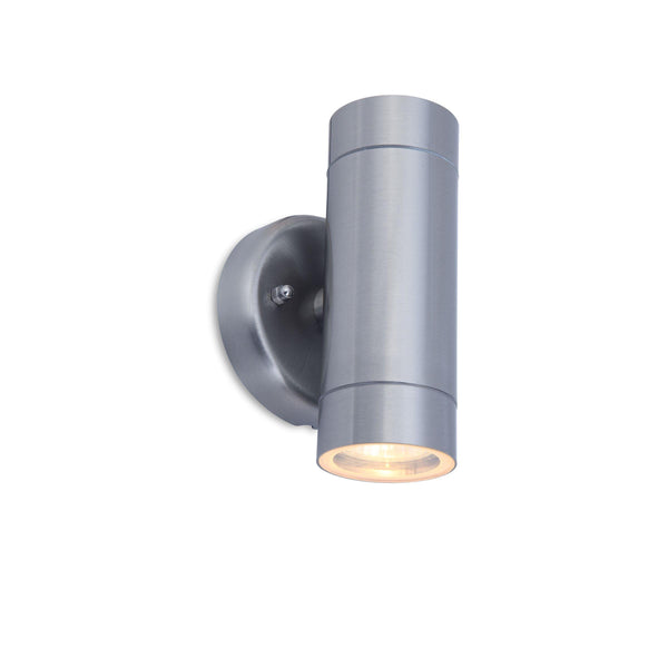 Lutec Rado Outdoor Up & Down Silver Wall Light In Stainless Steel