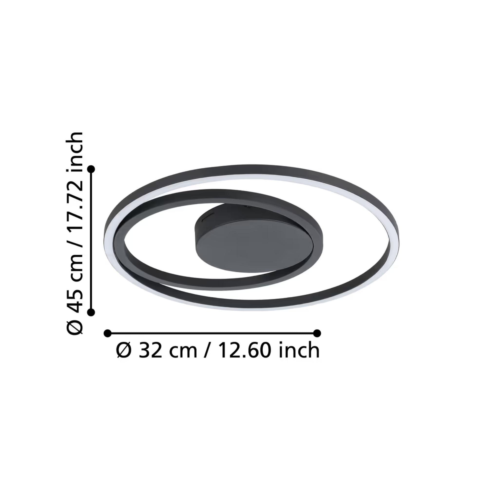 eglo connect calagrano z smart black led flush ceiling light living room close up