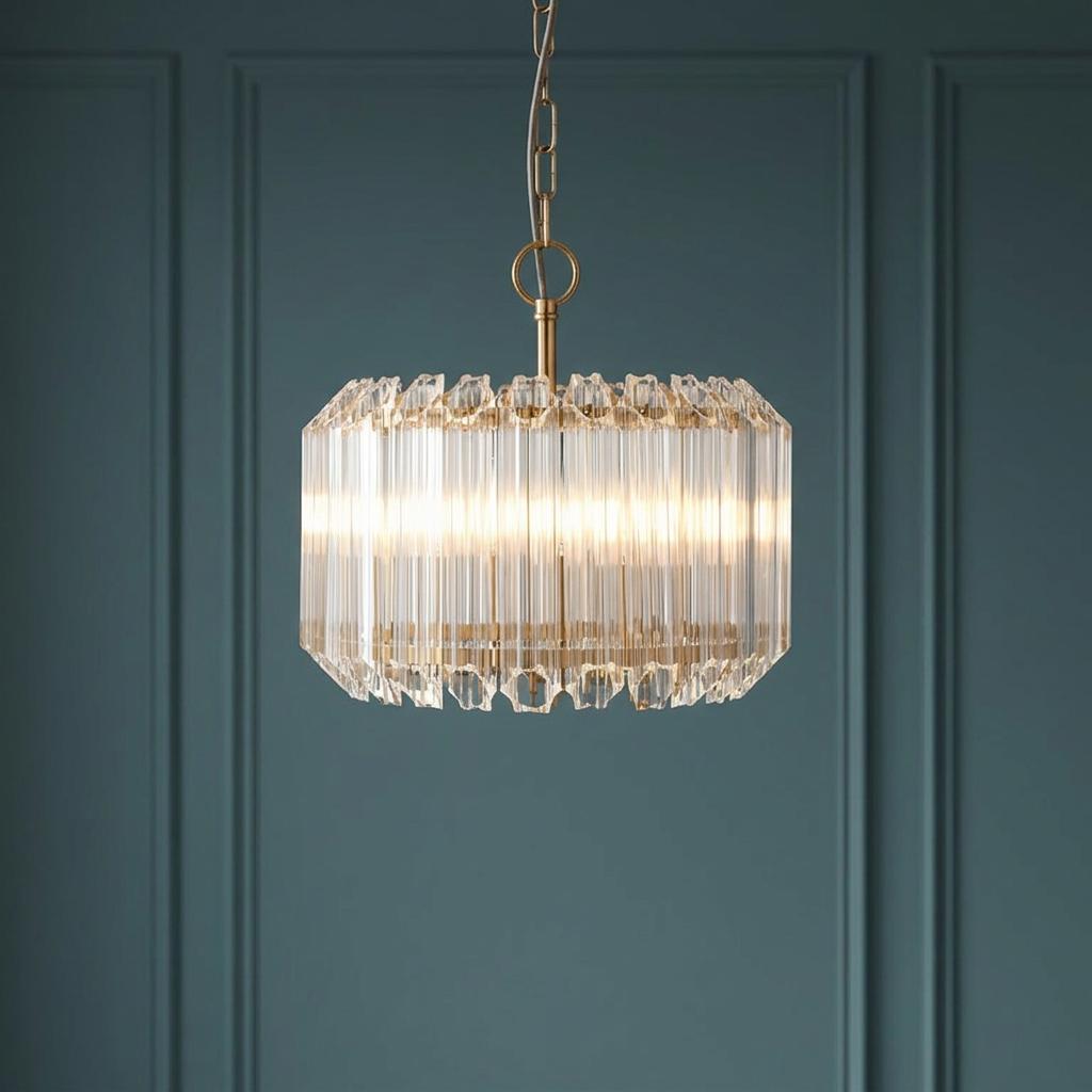 Valentina Brass 3 Light Pendant - Hexagonal Glass Rods-warehouse-180926