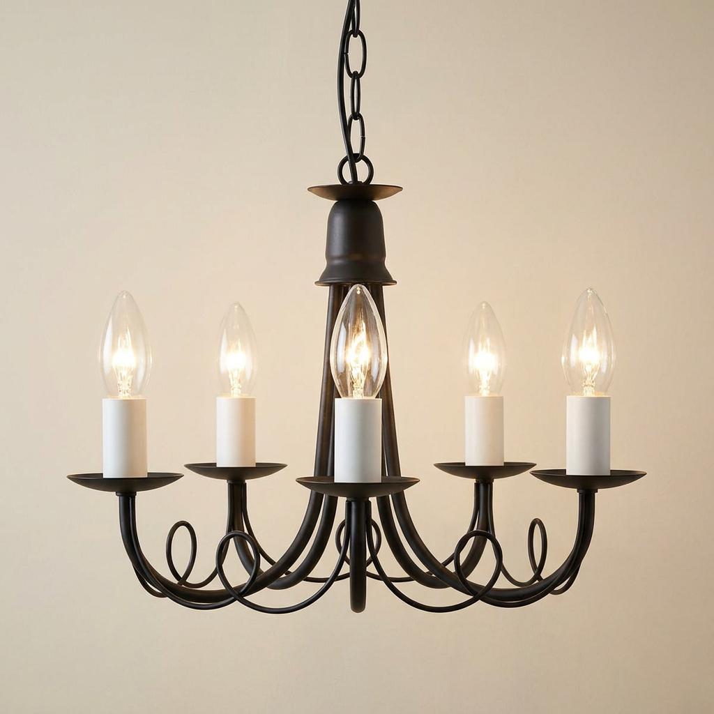 Elstead Minster Black 5 Light Chandelier Ceiling Light