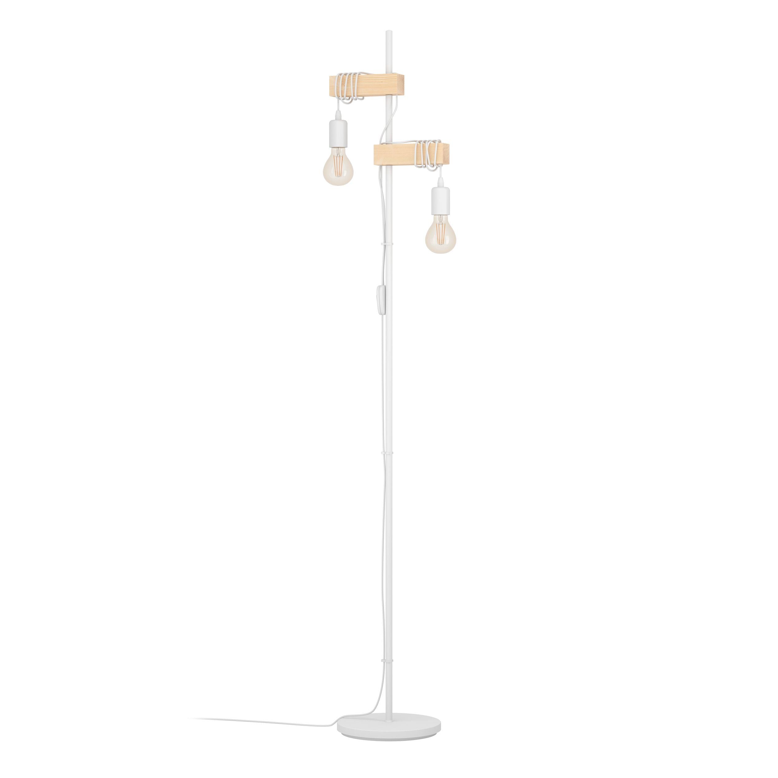 Eglo Townshend White & Wooden 2 Light Floor Lamp