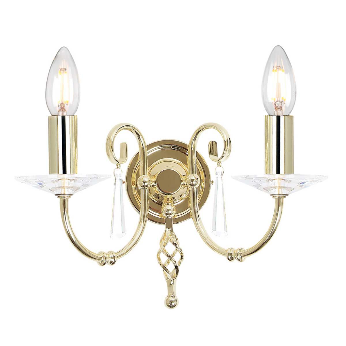Aegean Polished Brass Double Wall Light AG2-POL-BRASS by Elstead Lighting