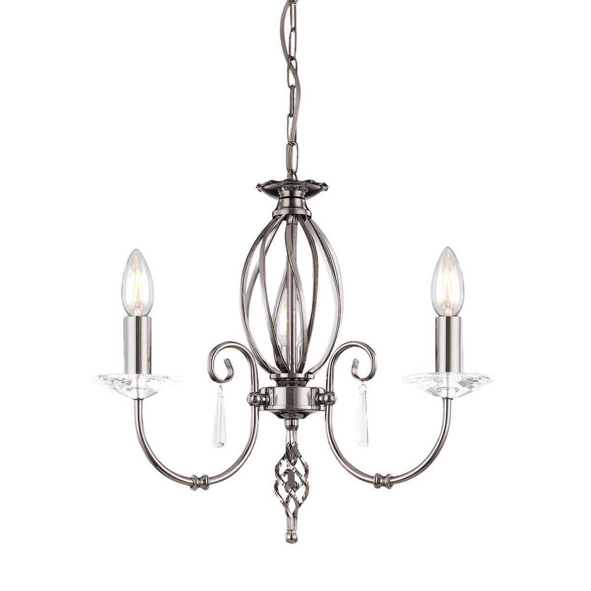Aegean 3 Light Polished NIckel Chandelier by Elstead Lighting AG3-POL-NICKEL
