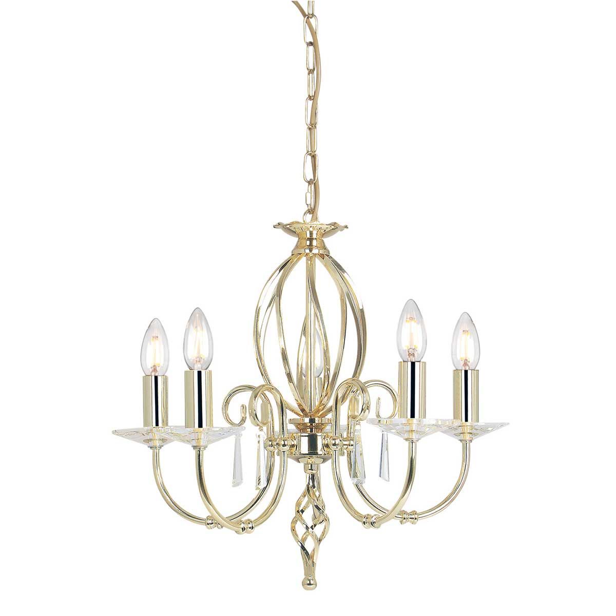 Aegean 5 Light Polished Brass Chandelier by Elstead Lighting AG5-POL-BRASS