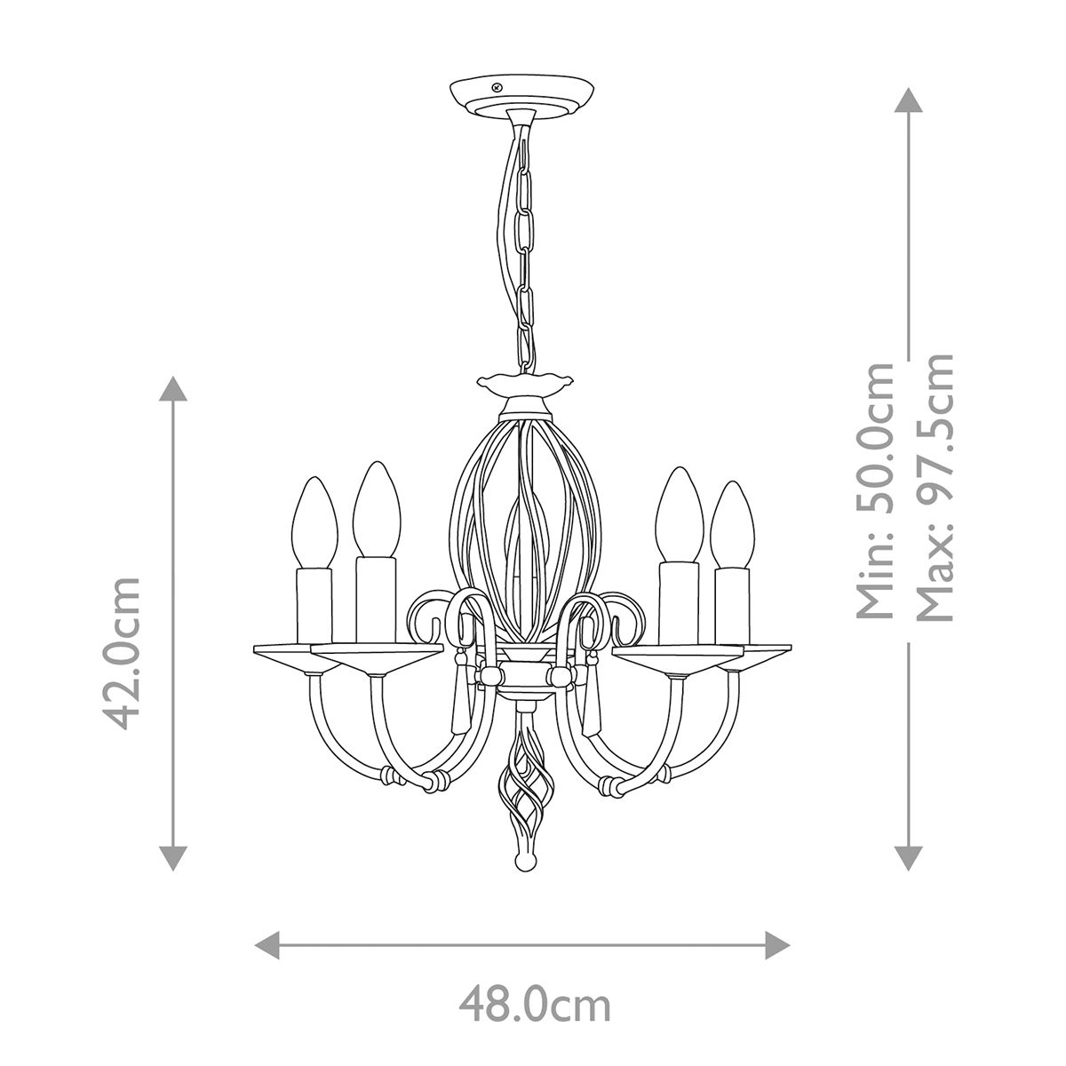 Aegean 5 Light Polished Brass Chandelier