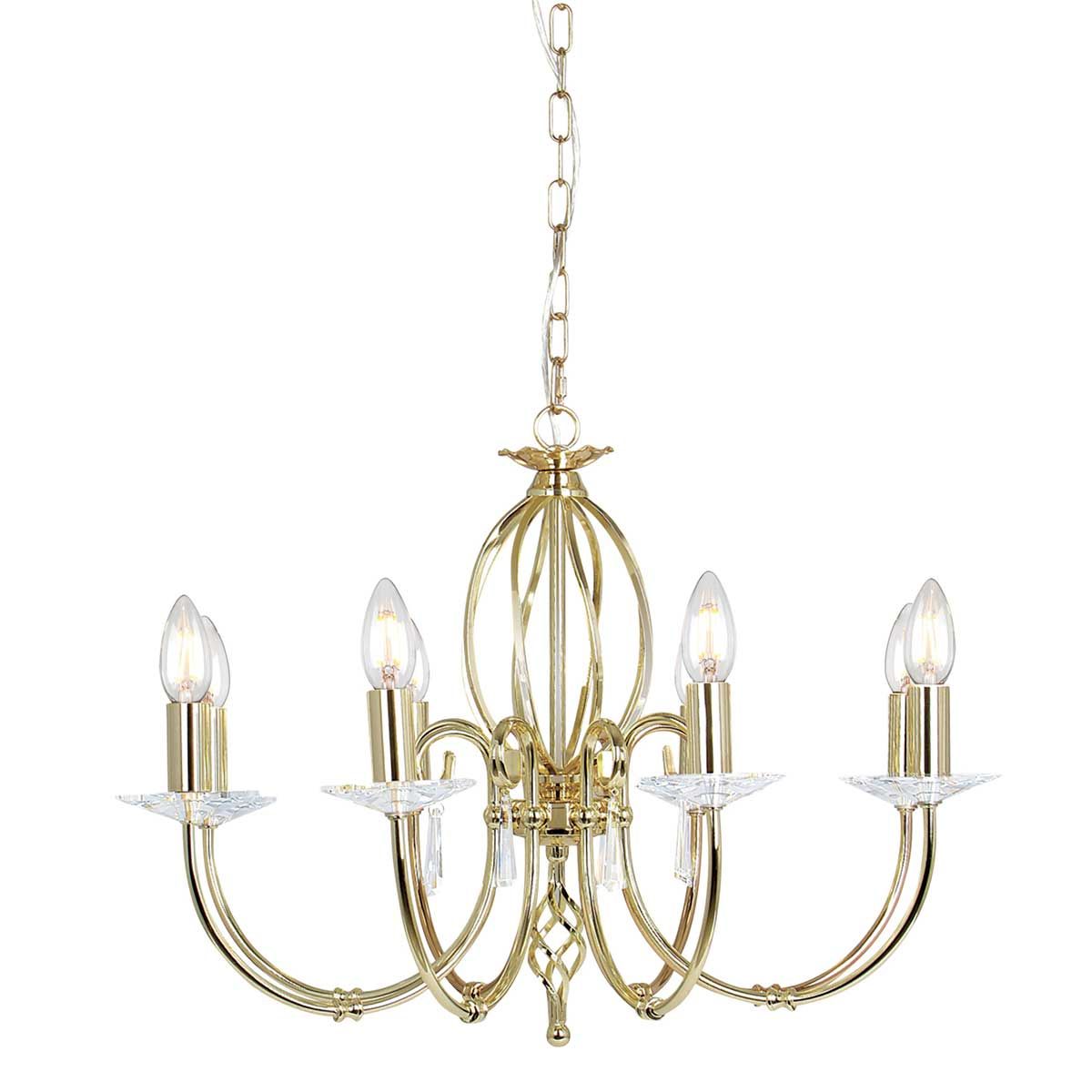 Aegean 8 Light Polished Brass Chandelier by Elstead Lighting AG8-POL-BRASS