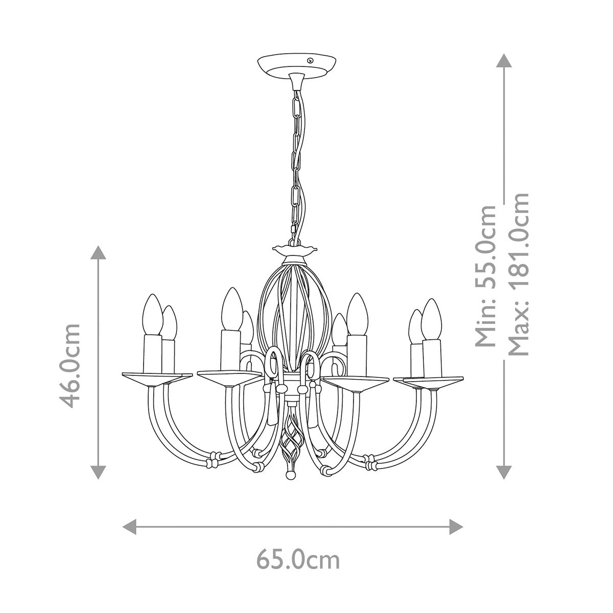 Aegean 8 Light Polished Brass Chandelier