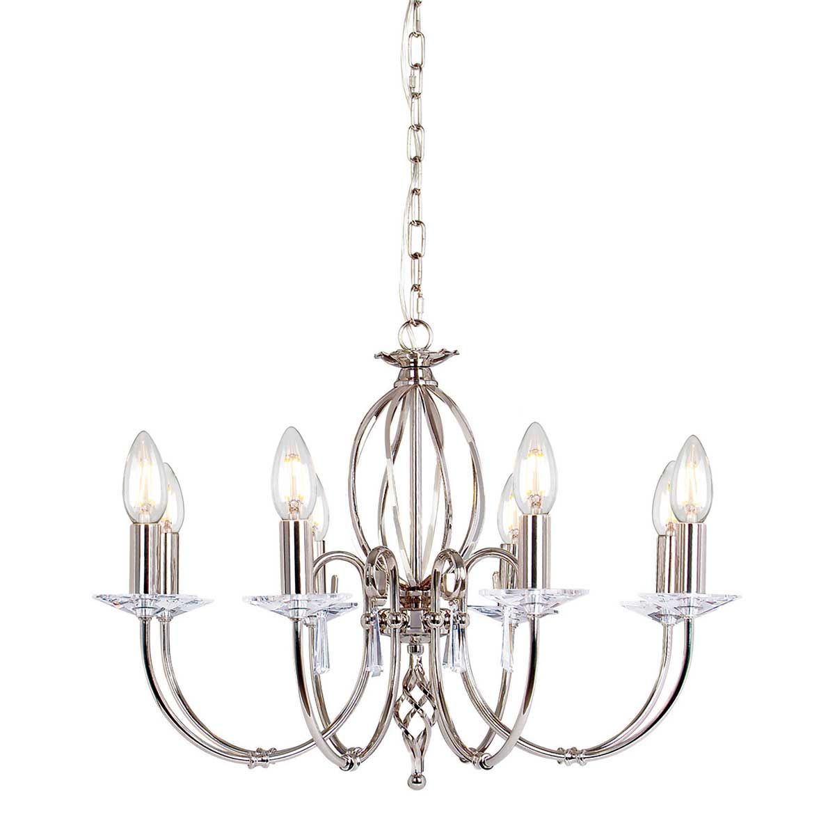 Aegean 8 Light Polished Nickel Chandelier by Elstead Lighting AG8-POL-NICKEL