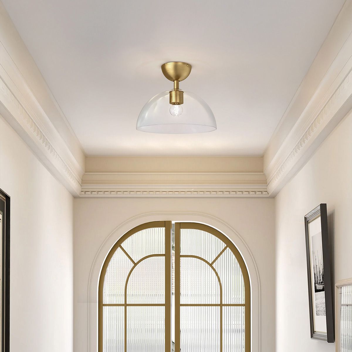 Alora Mood Jude Gold Semi Flush Ceiling Light-damaged-item