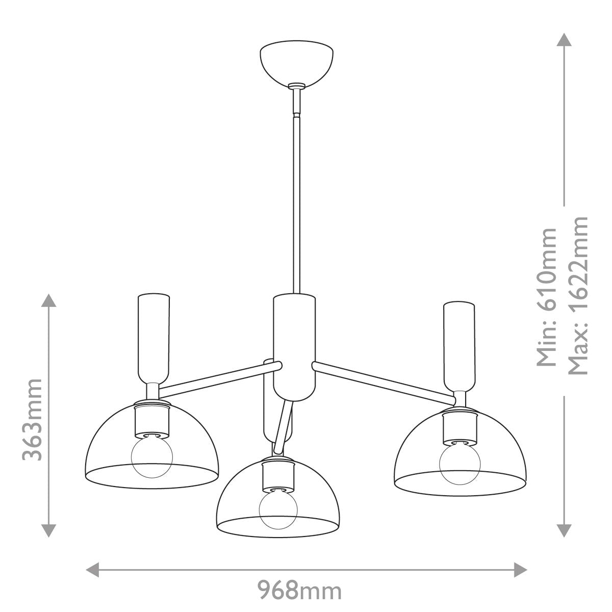 Alora Mood Jude 3 light Gold Chandelier