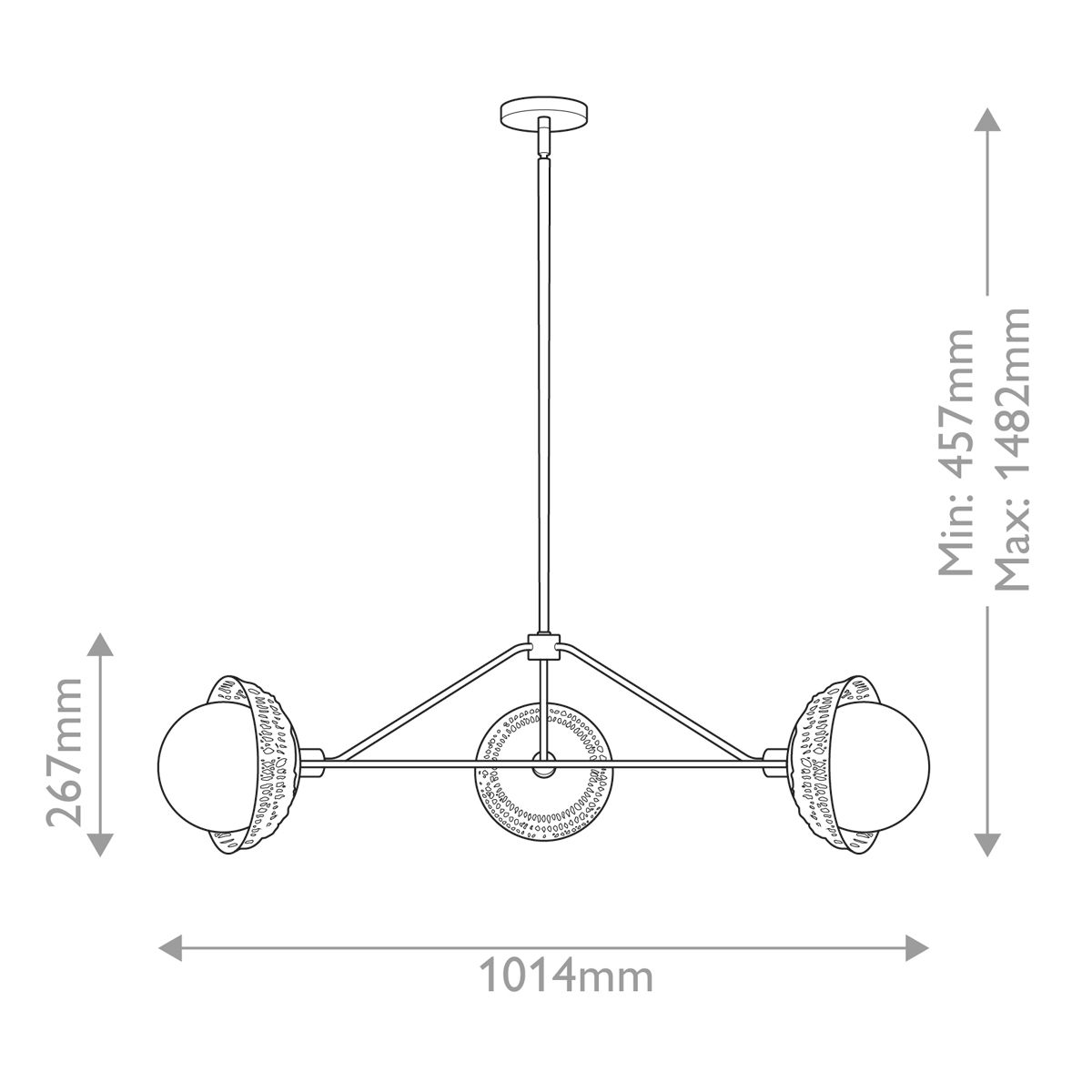 Alora Mood Perth 3 Light Black Chandelier