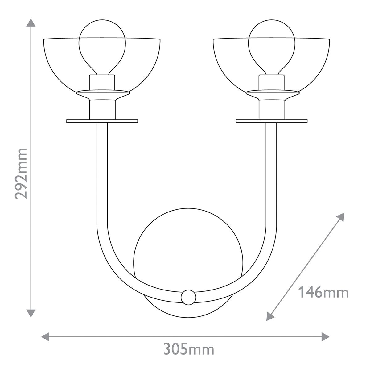 Alora Mood Sylvia Black Double Wall Light