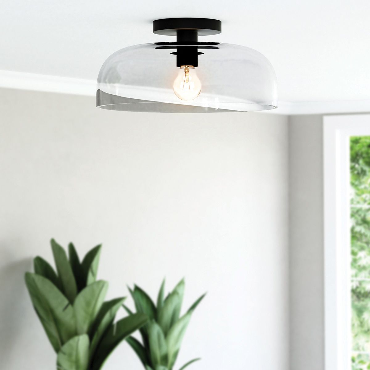 Alora Mood Sylvia Black Semi Flush Ceiling Light
