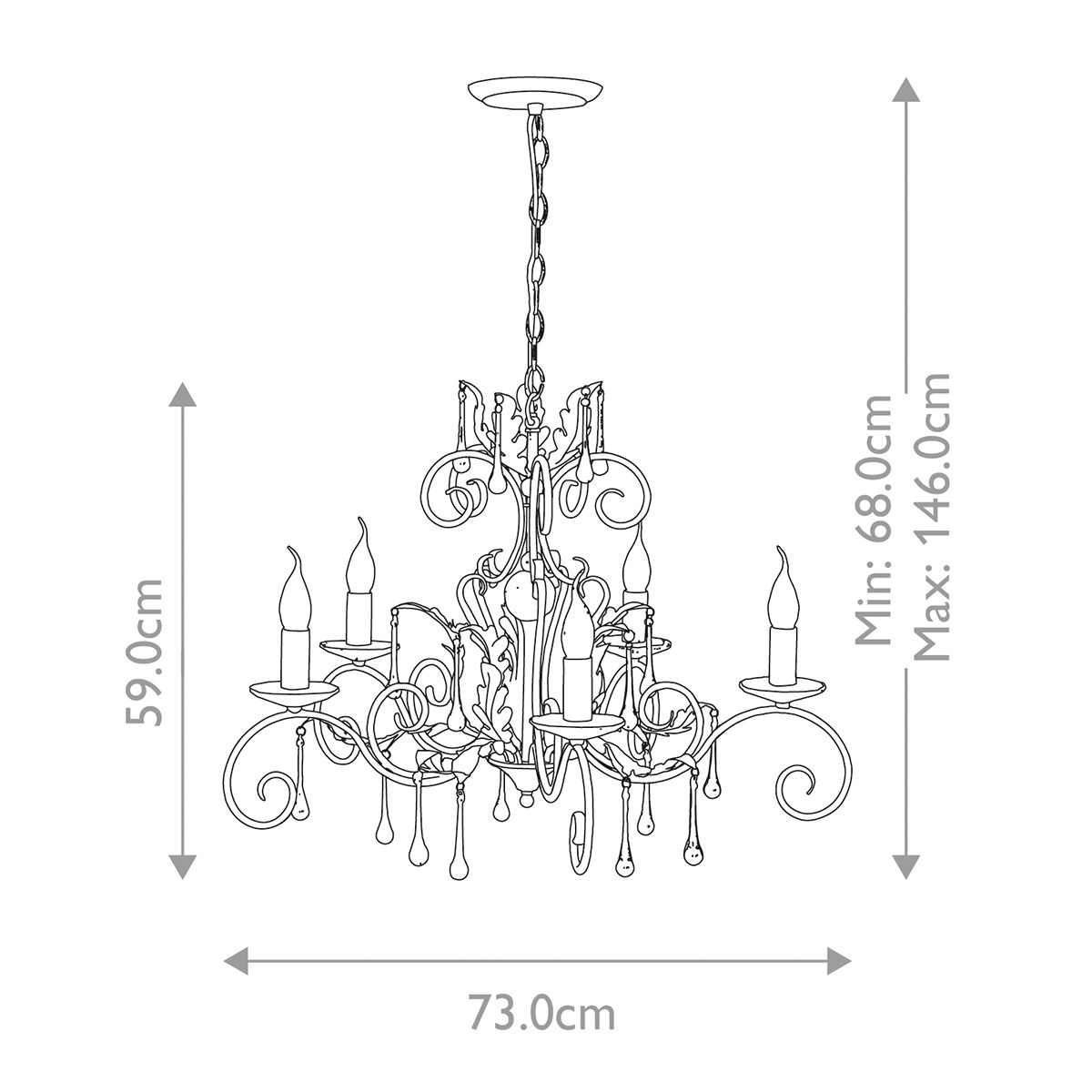Elstead Lighting Amarilli 5 Light Black/Silver Chandelier