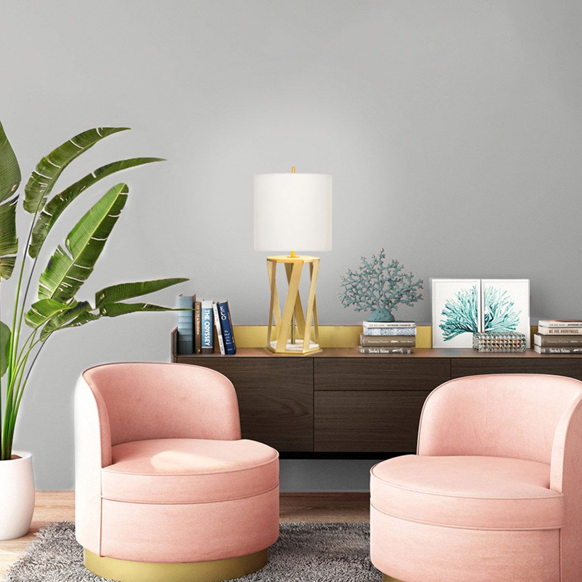 Apollo 1 Light Brushed Brass Table Lamp