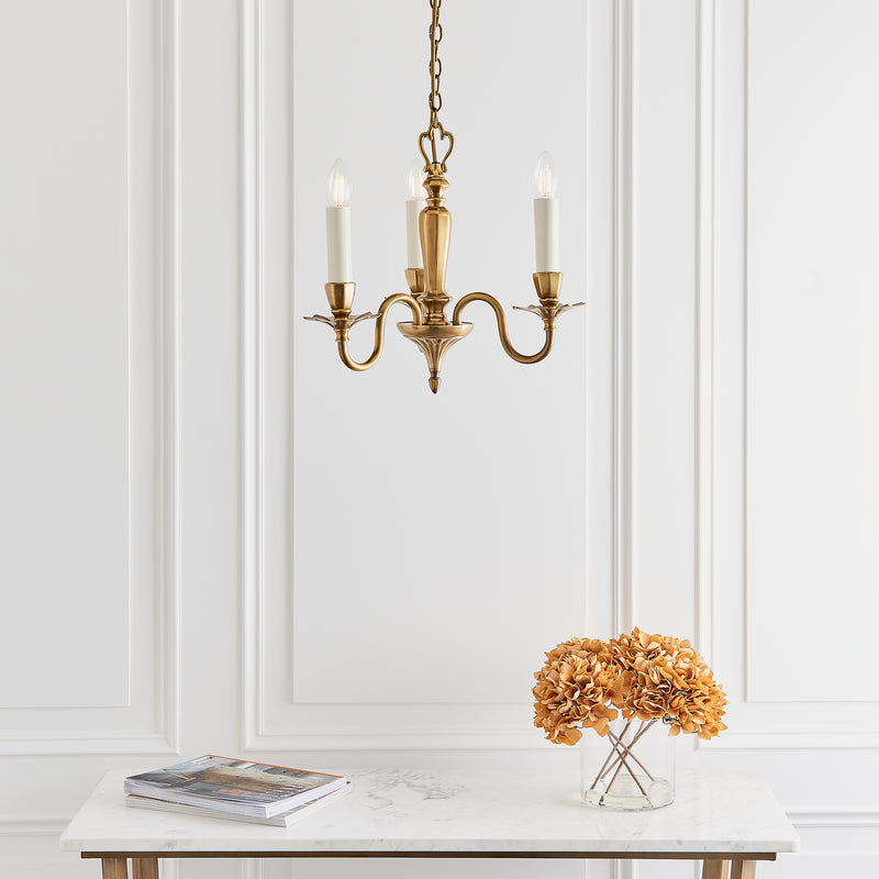 Interiors 1900 Asquith Solid Brass 3 Light Chandelier-Interiors 1900-7-Tiffany Lighting Direct