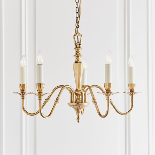 Interiors 1900 Asquith Solid Brass 5 Light Chandelier-Interiors 1900-1-Tiffany Lighting Direct