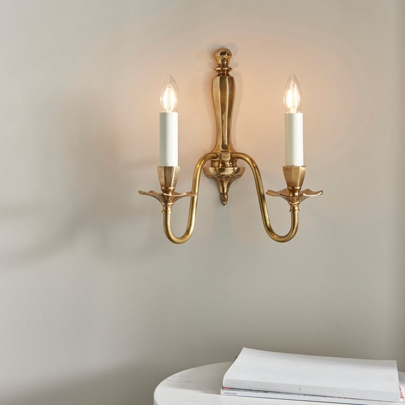 Interiors 1900 Asquith Double Brass Double Wall Light