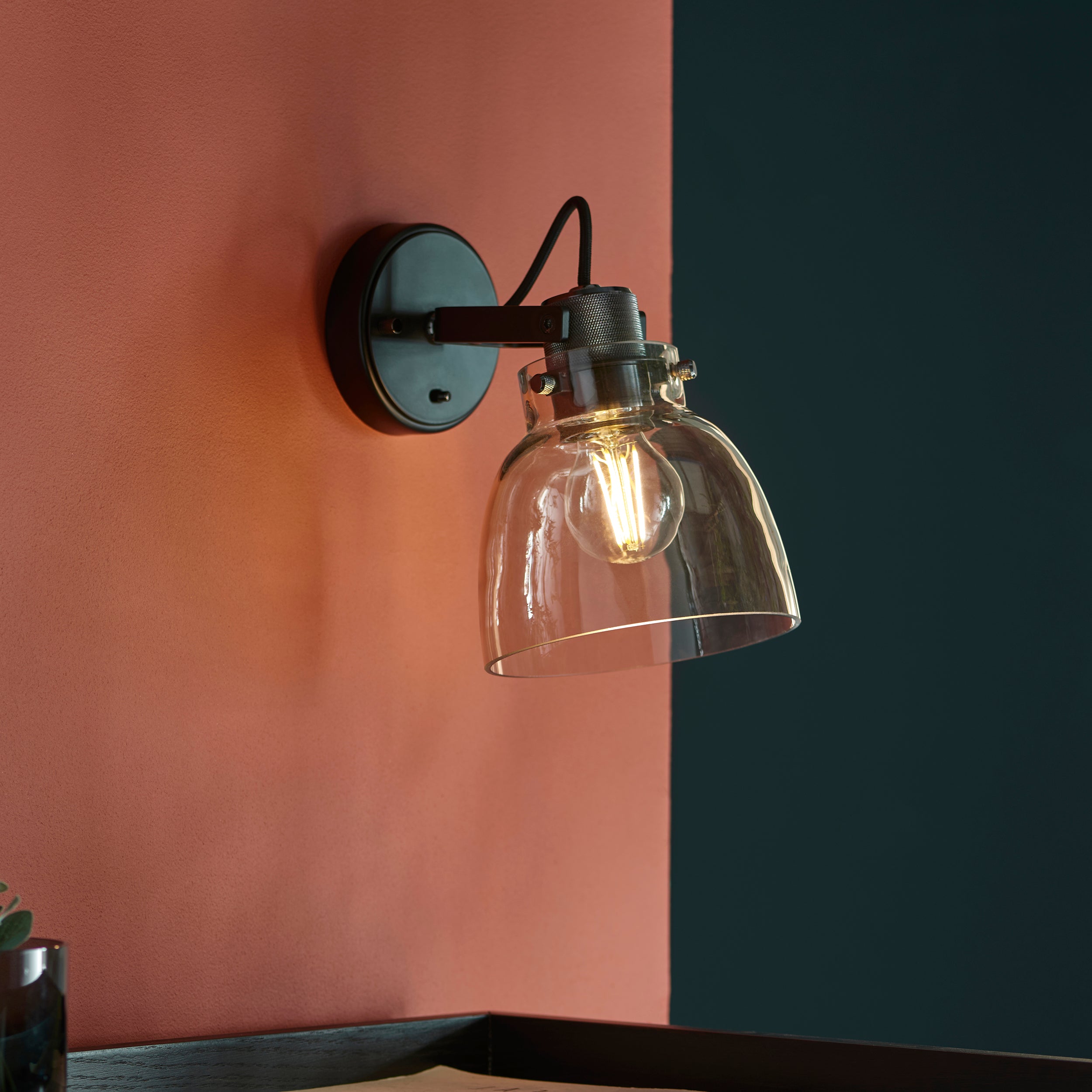Reading Black Chrome Industrial Wall Light