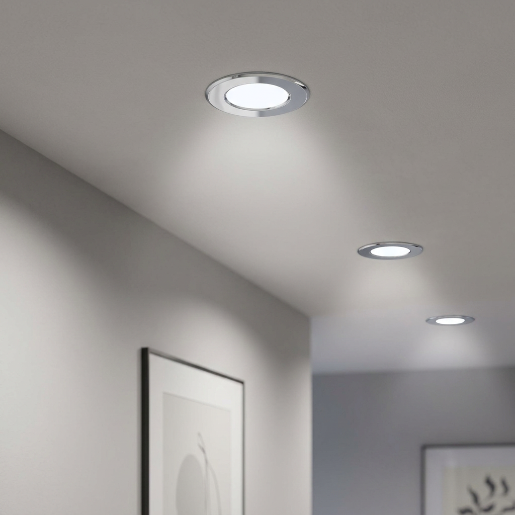 Eglo Fueva 5 Chrome LED Recessed Cool White Light - 8.6cm by Eglo Lighting — suits kitchens, living rooms & bedrooms