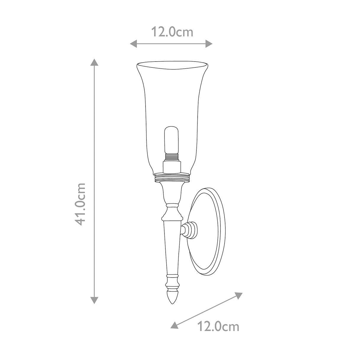 Dryden Bell Shade Brass Solid Brass Bathroom Wall Light-WAREHOUSE-40-260626