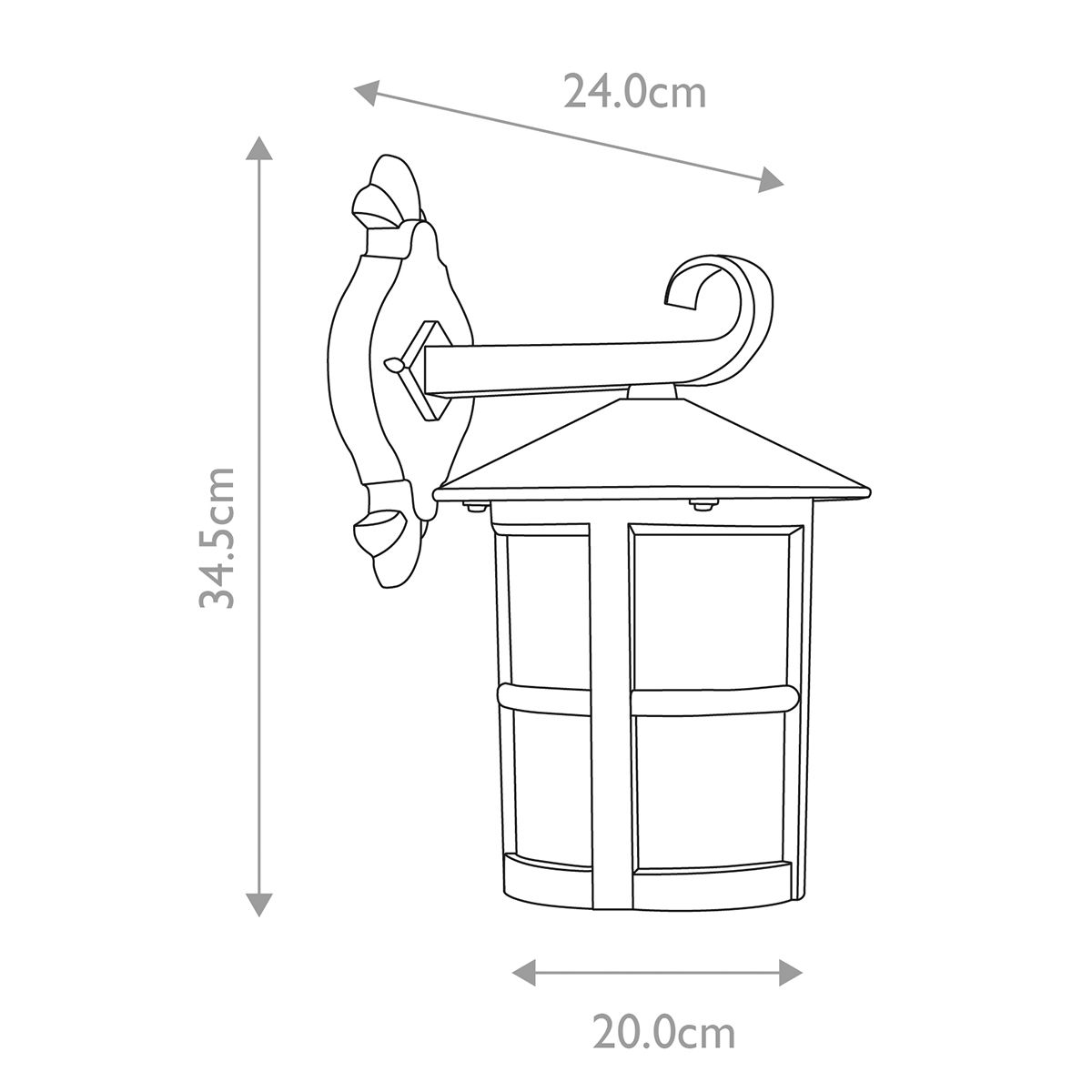 Hereford II Black Outdoor Large Downlighter Wall Light