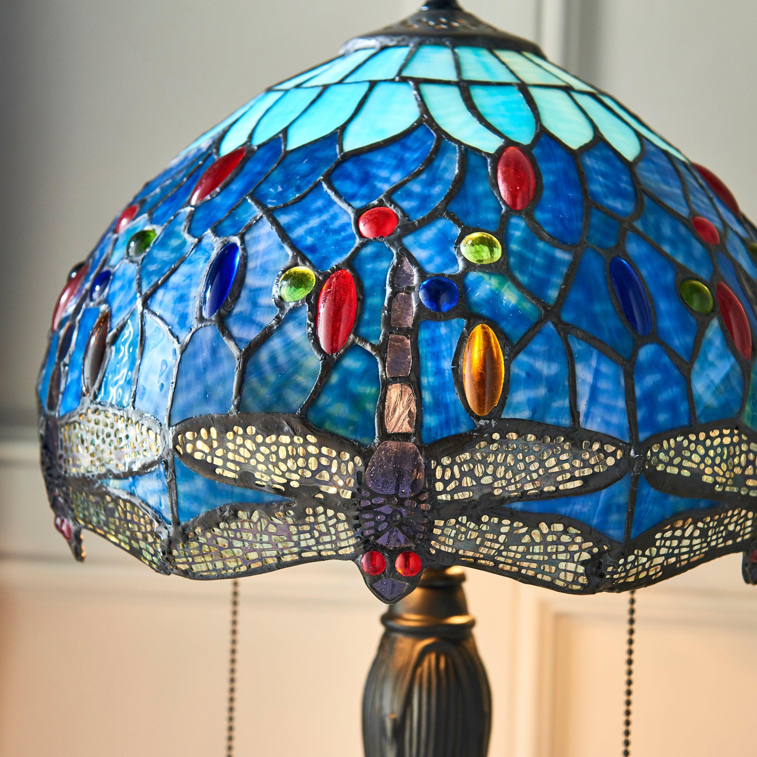 Buy Interiors 1900 Blue Dragonfly Small Tiffany Table Lamp