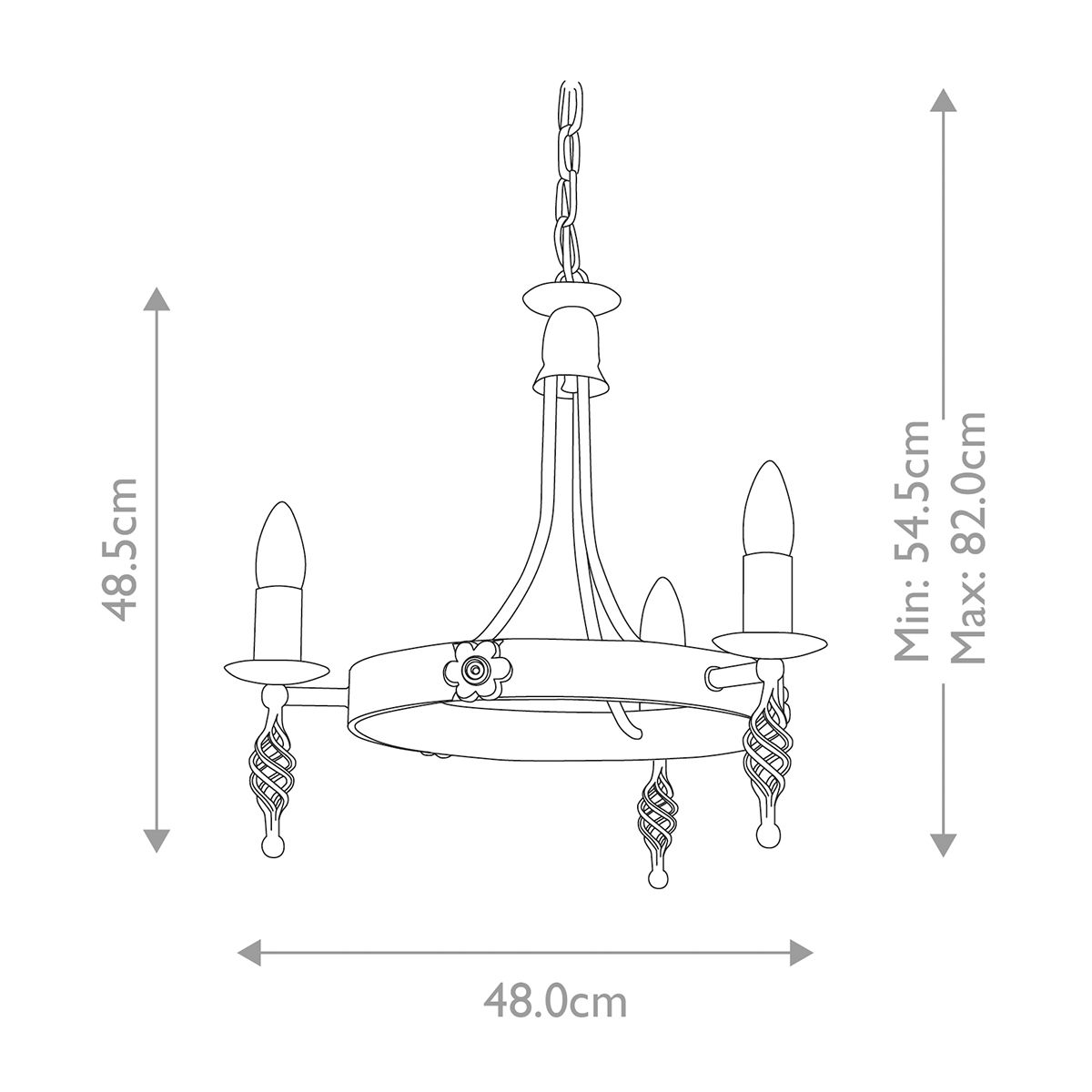 Elstead Belfry 3 Light Black Chandelier Ceiling Light