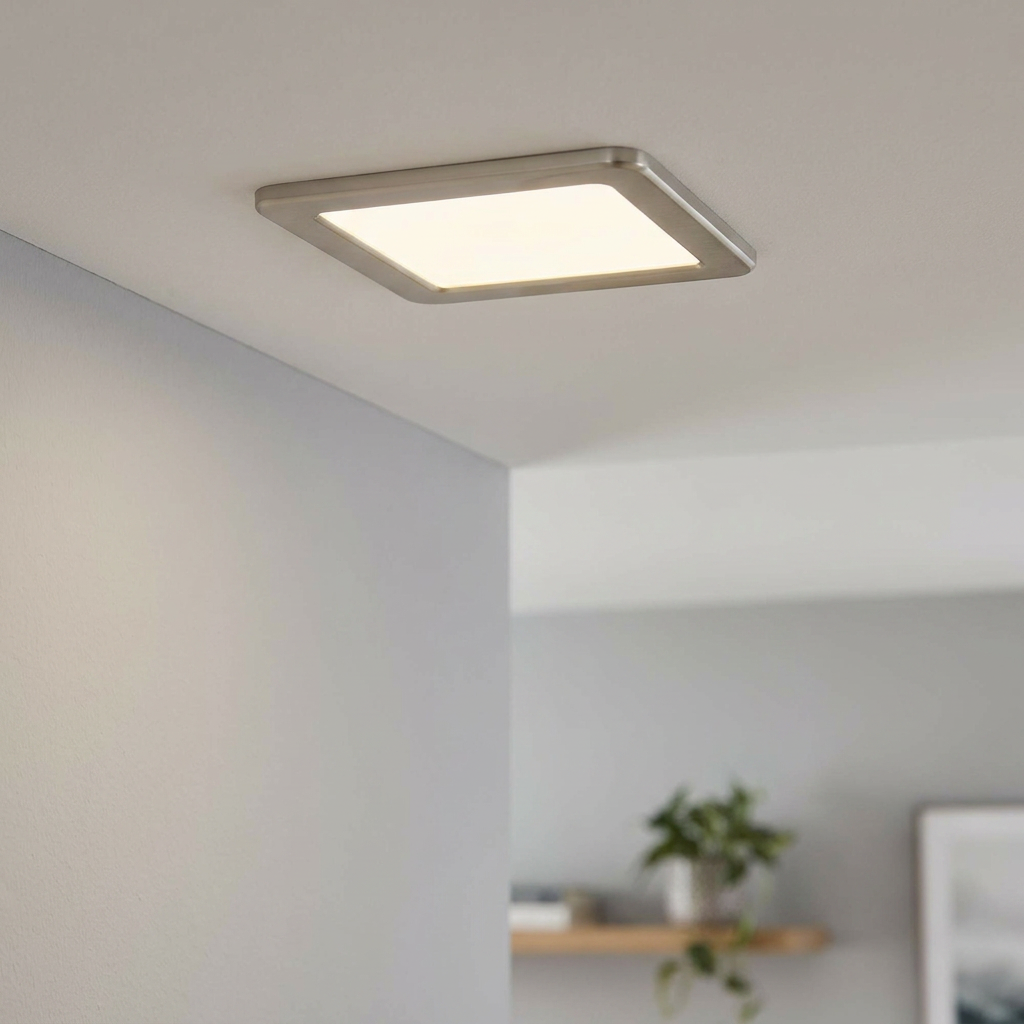 Eglo Fueva 5 Nickel LED Square Recessed Ceiling Light - 16.6cm by Eglo Lighting — suits kitchens, living rooms & bedrooms