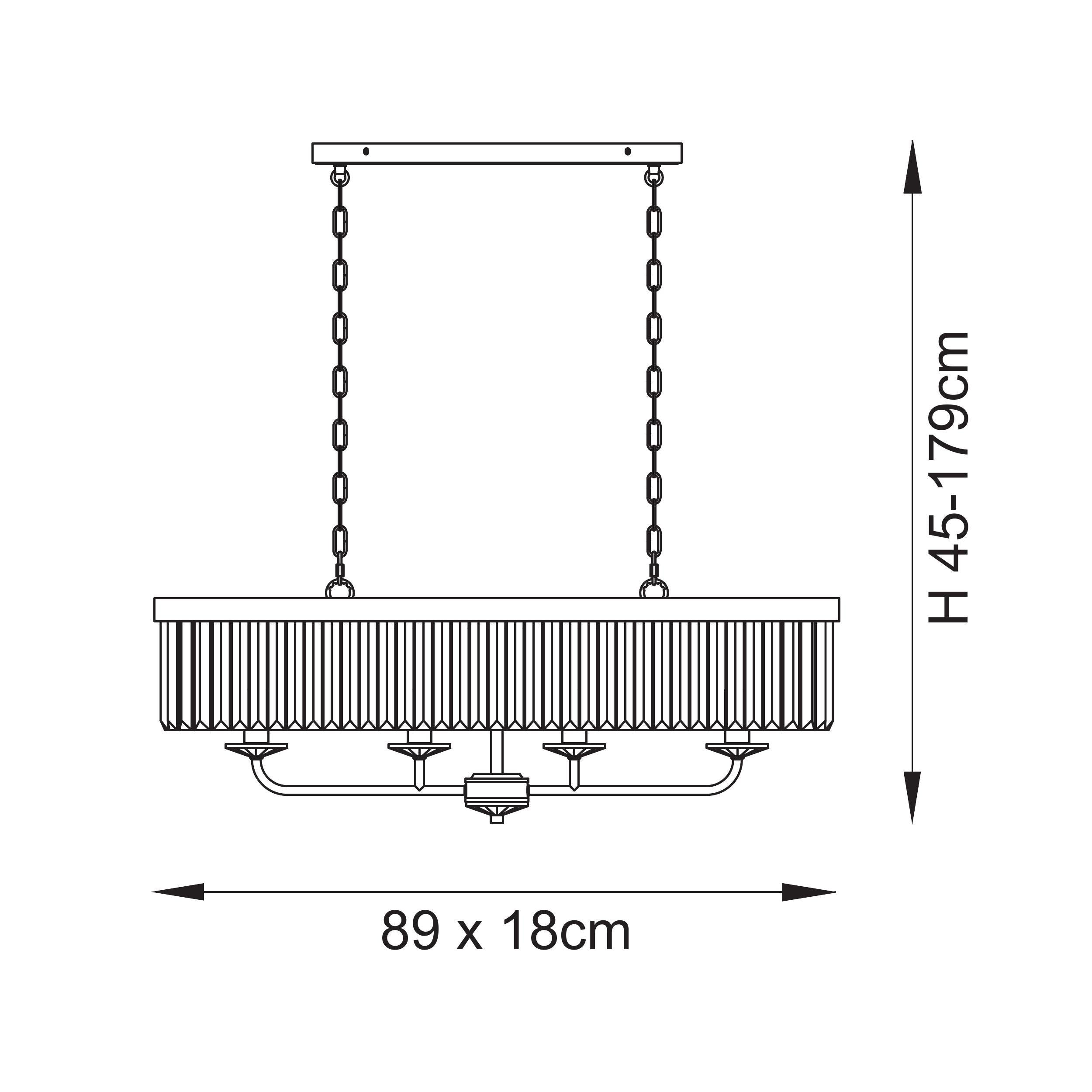 Ealing Brass 4 Light Linear Ceiling Pendant - Cut Faceted Glass