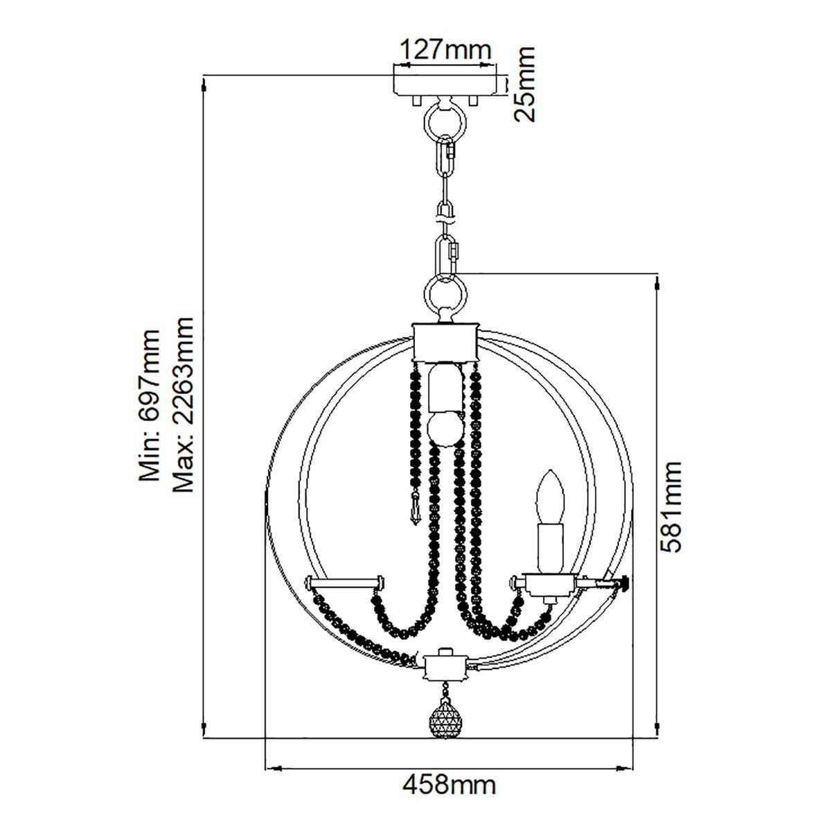 Elstead Cassie 4 Light Chandelier - Polished Nickel