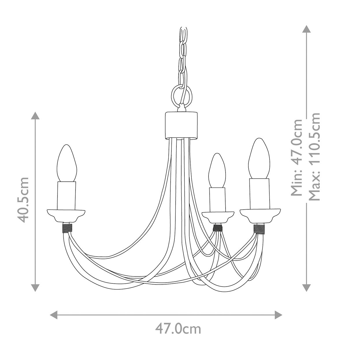 Elstead Carisbrooke 3 Light Black Chandelier